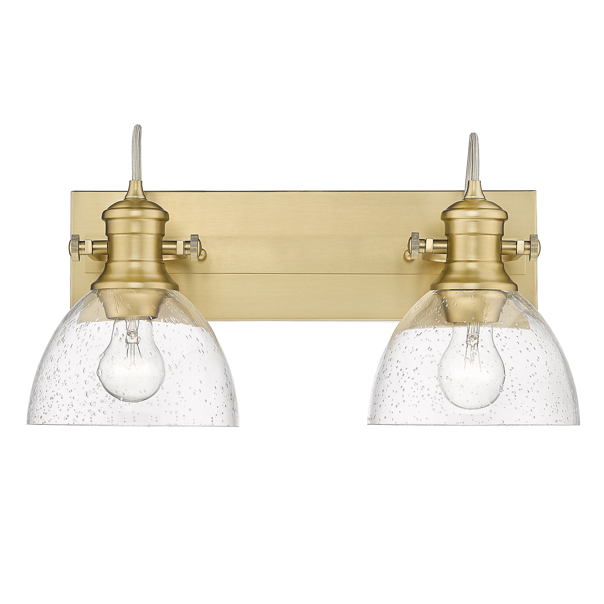 Yep by Golden Lighting Hines 2-light Vanity in Brushed Champagne Brass and Seeded Glass - - Golden Lighting