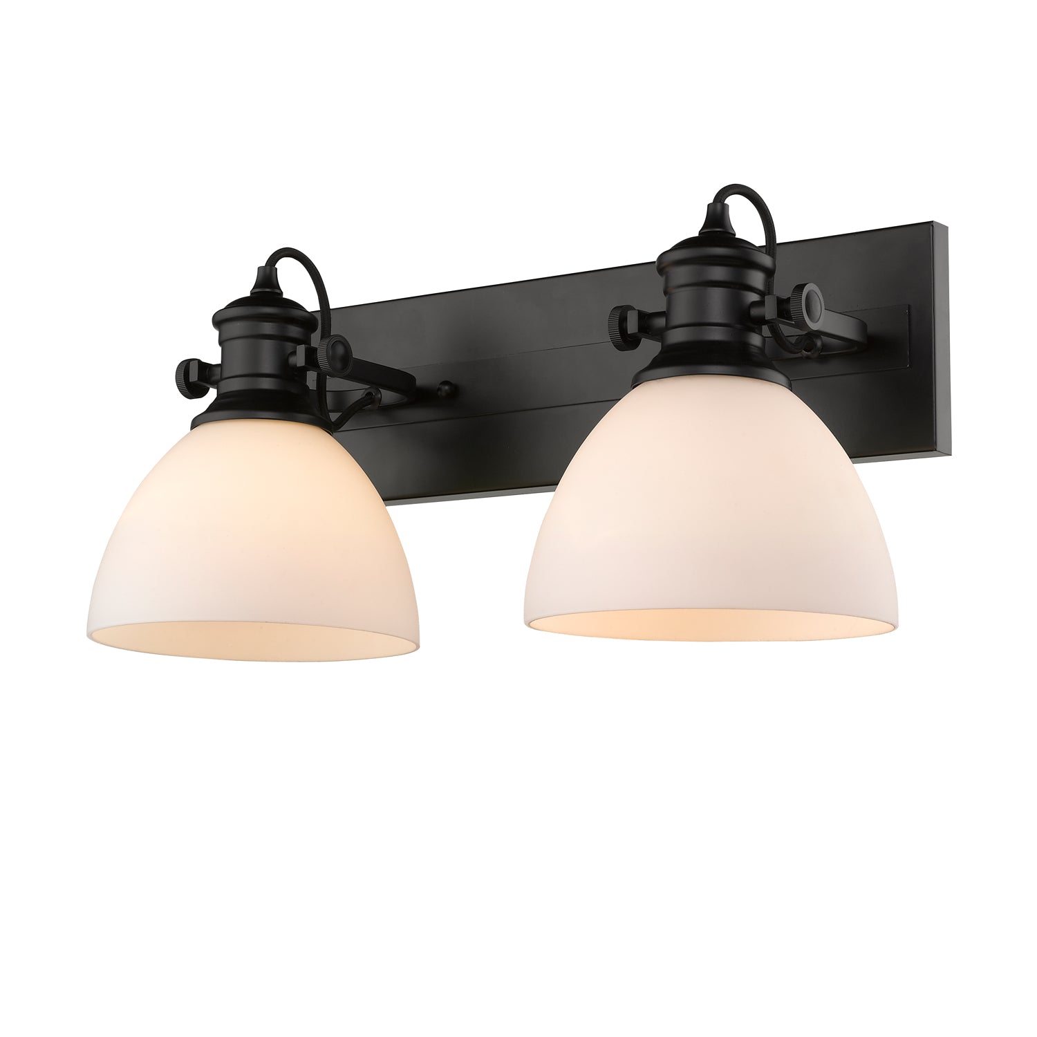 Yep by Golden Lighting Hines 2-light Vanity in Matte Black and Opal Glass - - Golden Lighting