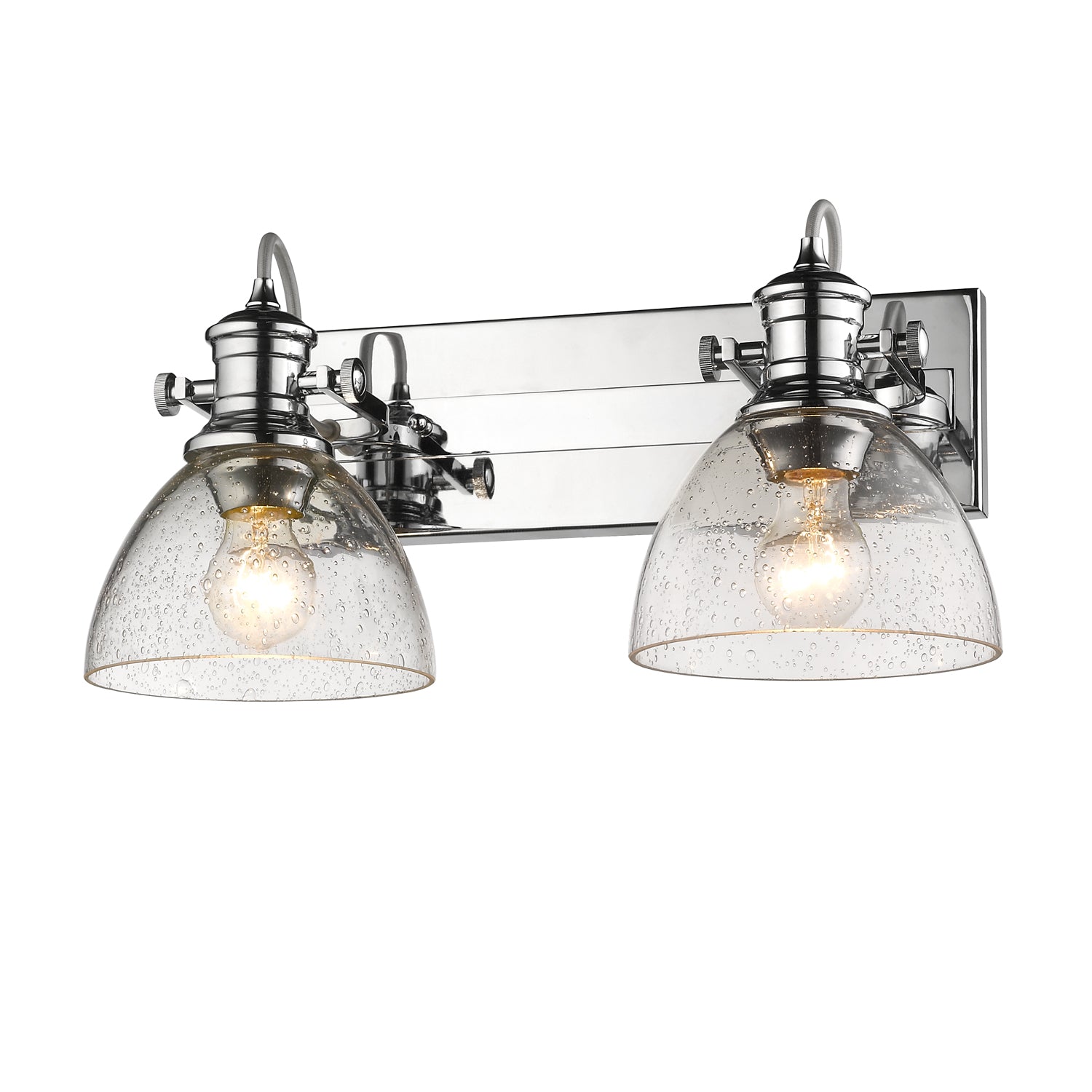 Yep by Golden Lighting Hines 2-light Vanity in Chrome and Seeded Glass - - Golden Lighting