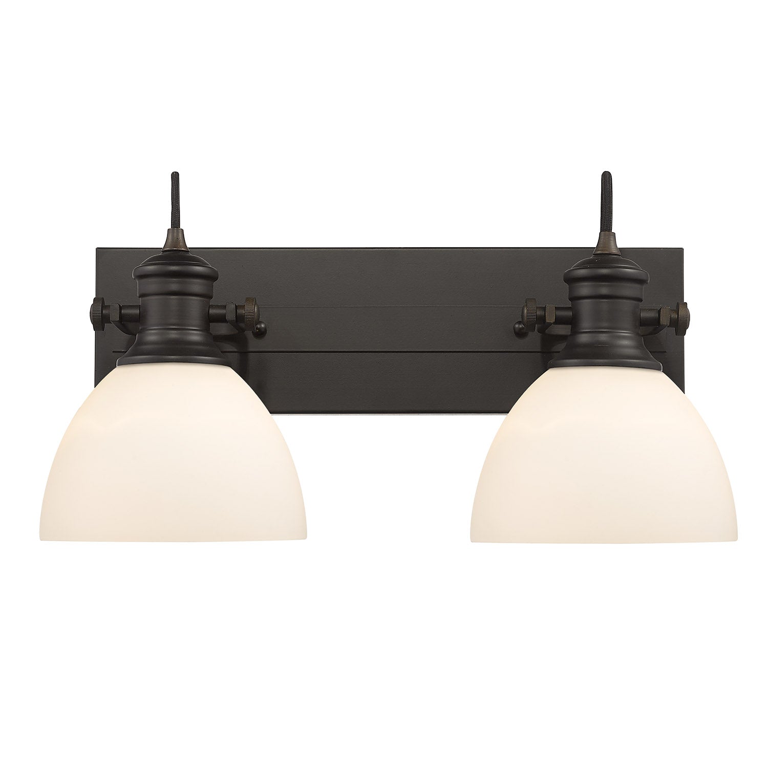 Yep by Golden Lighting Hines 2-light Vanity in Rubbed Bronze and Opal Glass - - Golden Lighting