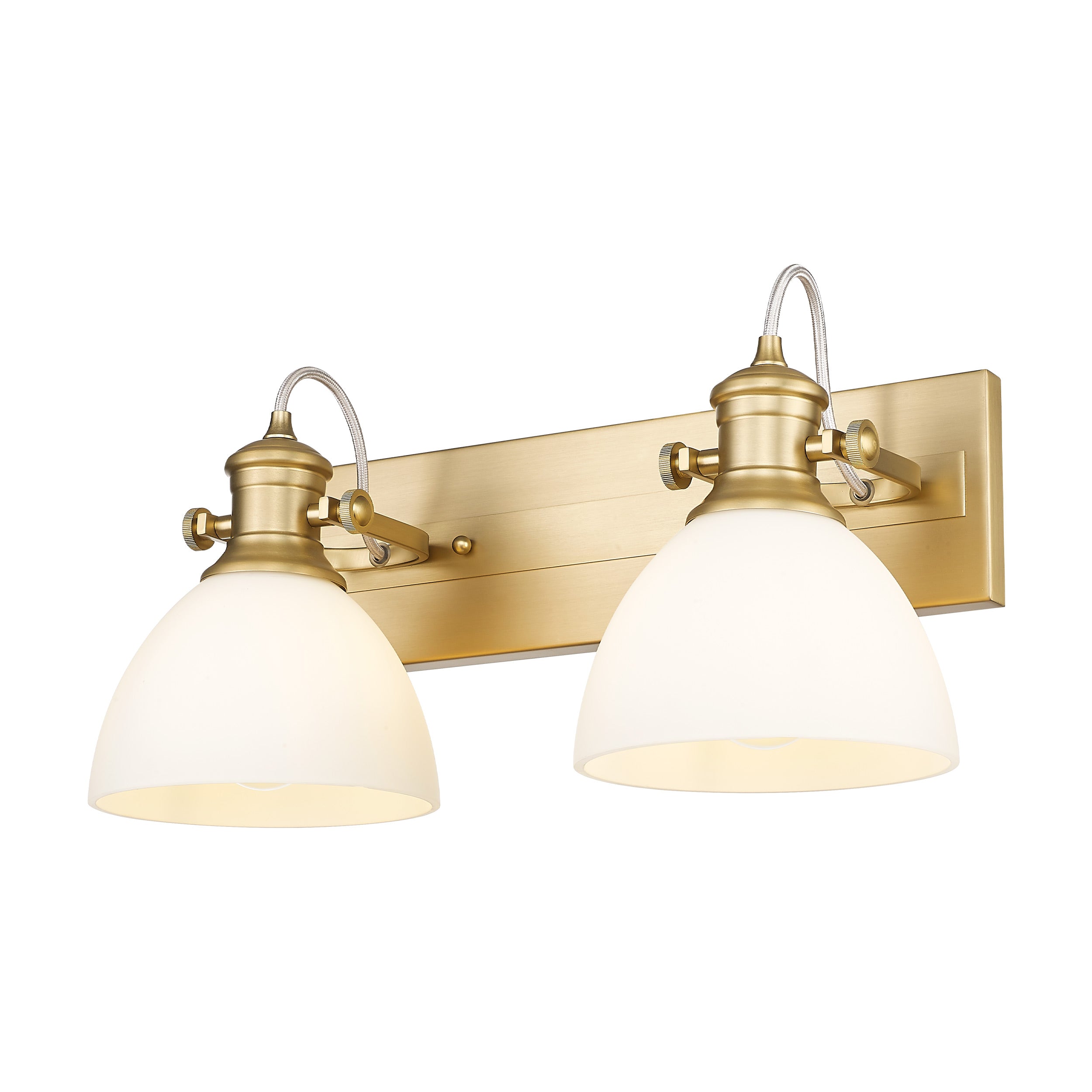 Yep by Golden Lighting Hines 2-light Vanity in Brushed Champagne Brass and Opal Glass - - Golden Lighting
