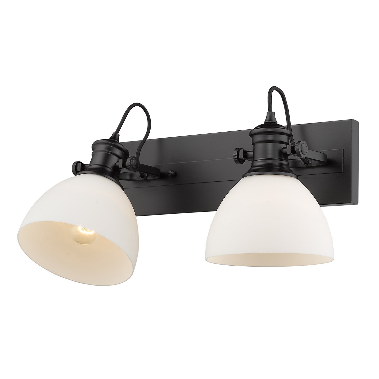 Yep by Golden Lighting Hines 2-light Vanity in Matte Black and Opal Glass