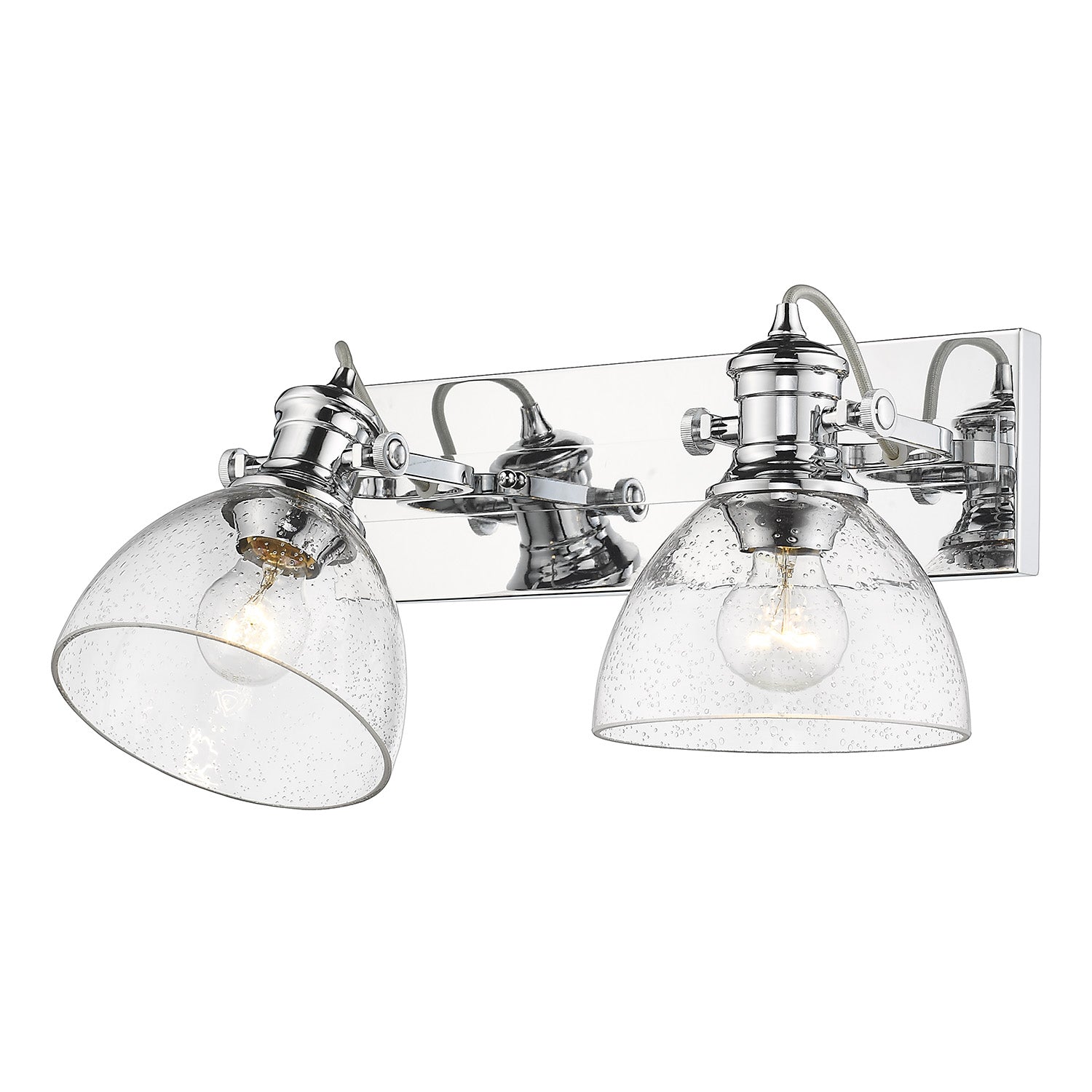 Yep by Golden Lighting Hines 2-light Vanity in Chrome and Seeded Glass - - Golden Lighting