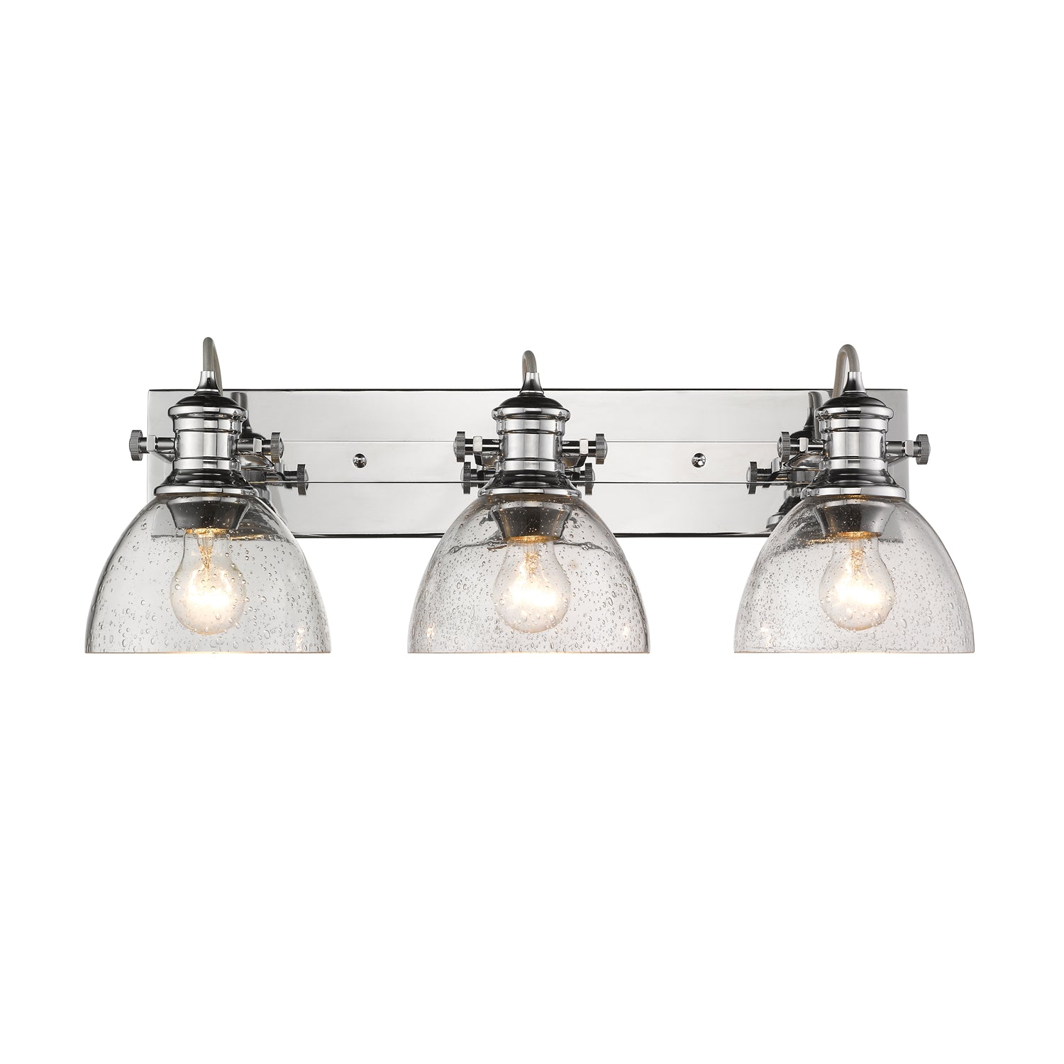 Yep by Golden Lighting Hines 3-light Vanity in Chrome and Seeded Glass - - Golden Lighting