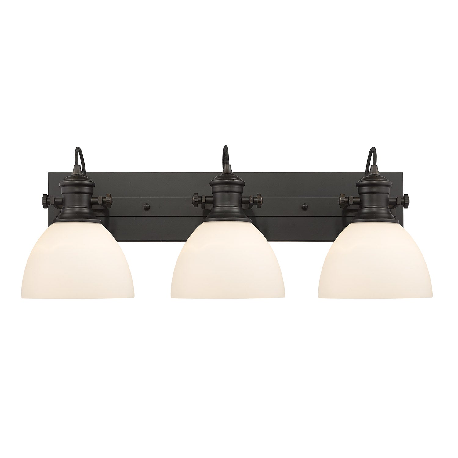 Yep by Golden Lighting Hines 3-light Vanity in Rubbed Bronze and Opal Glass - - Golden Lighting