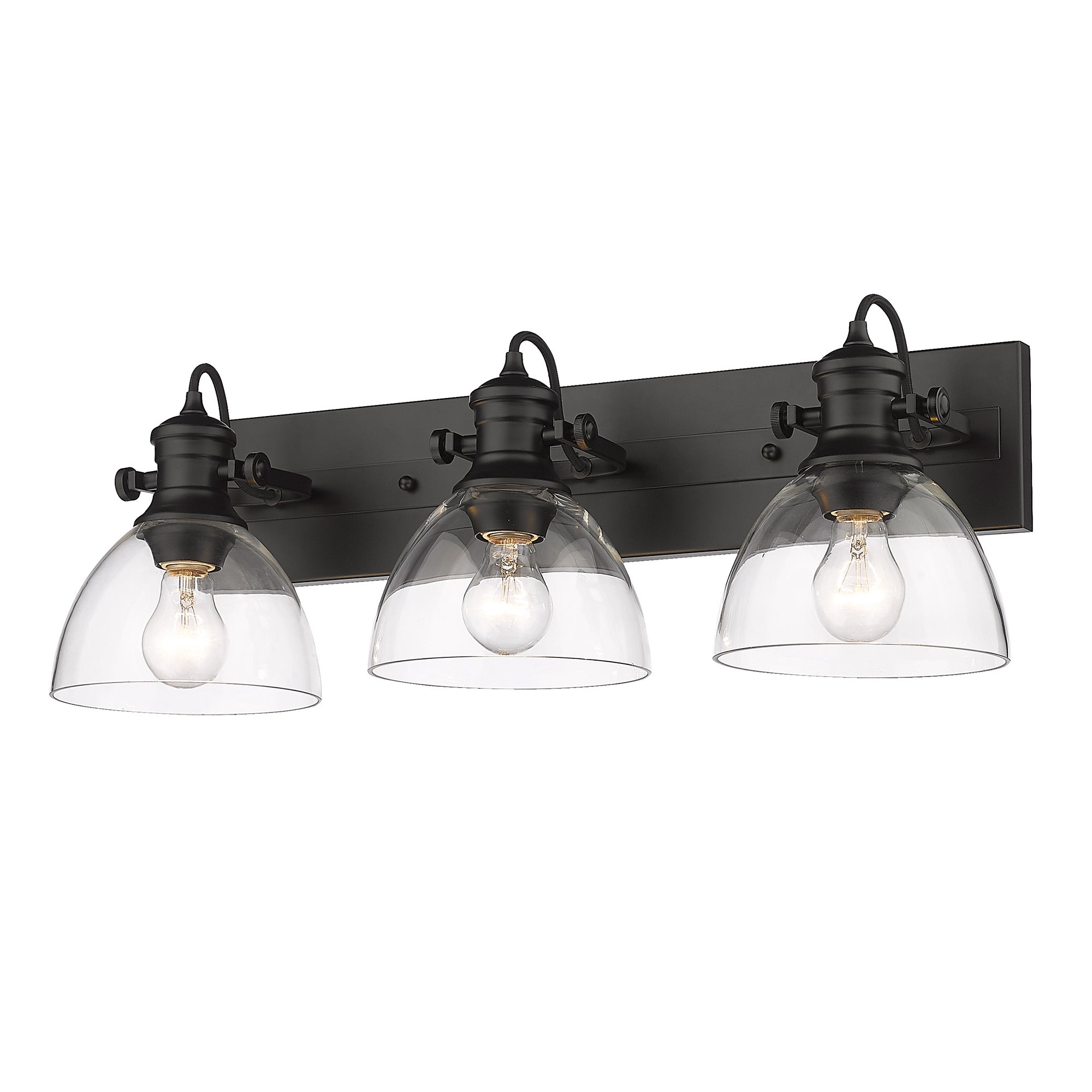Hines 3-Light Bath Vanity in Matte Black with Clear Glass - - Golden Lighting