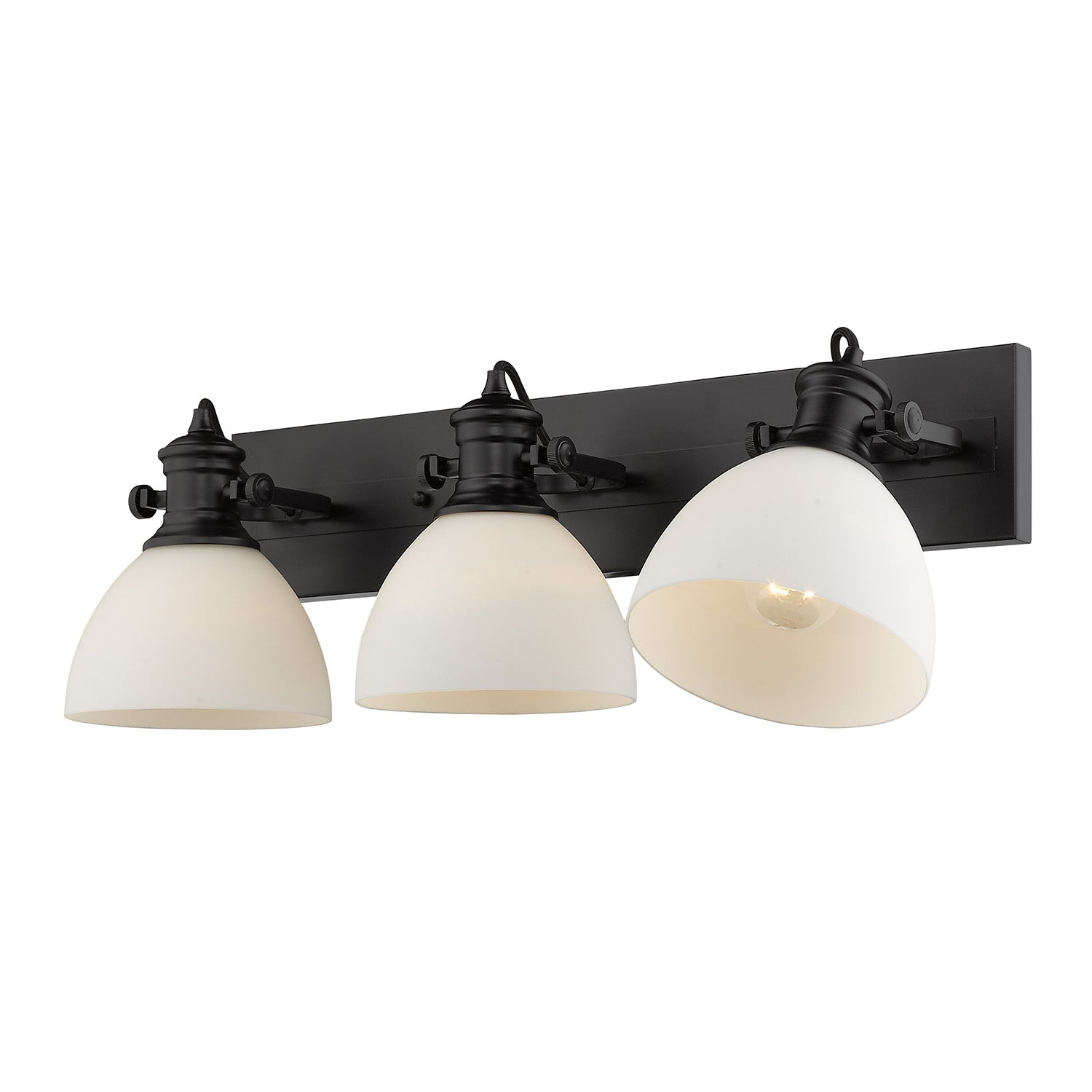 Hines 3-Light Bath Vanity in Matte Black with Opal Glass - Default Title - Golden Lighting