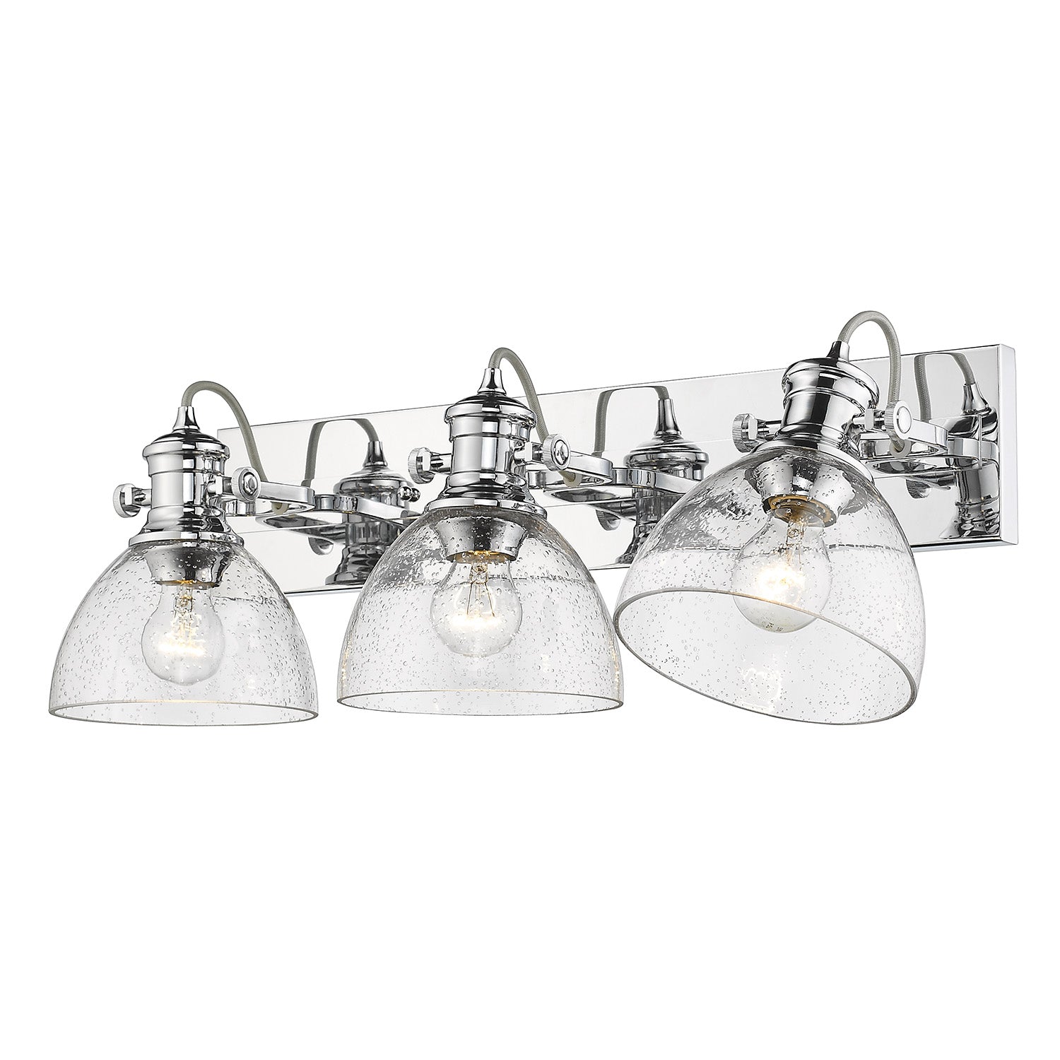 Yep by Golden Lighting Hines 3-light Vanity in Chrome and Seeded Glass - - Golden Lighting