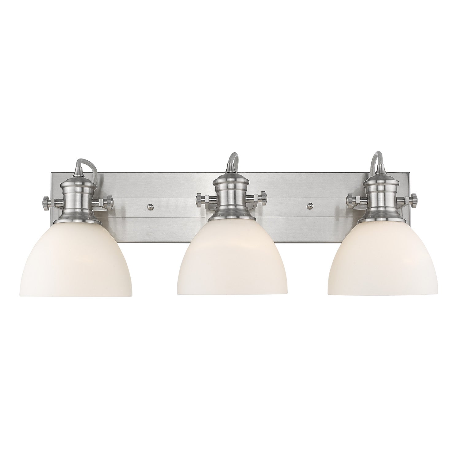Hines 3-Light Bath Vanity in Pewter with Seeded Glass - - Golden Lighting