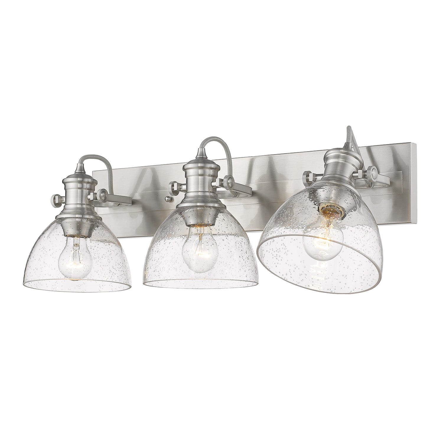 Yep by Golden Lighting Hines 3-light Vanity in Pewter and Seeded Glass - - Golden Lighting