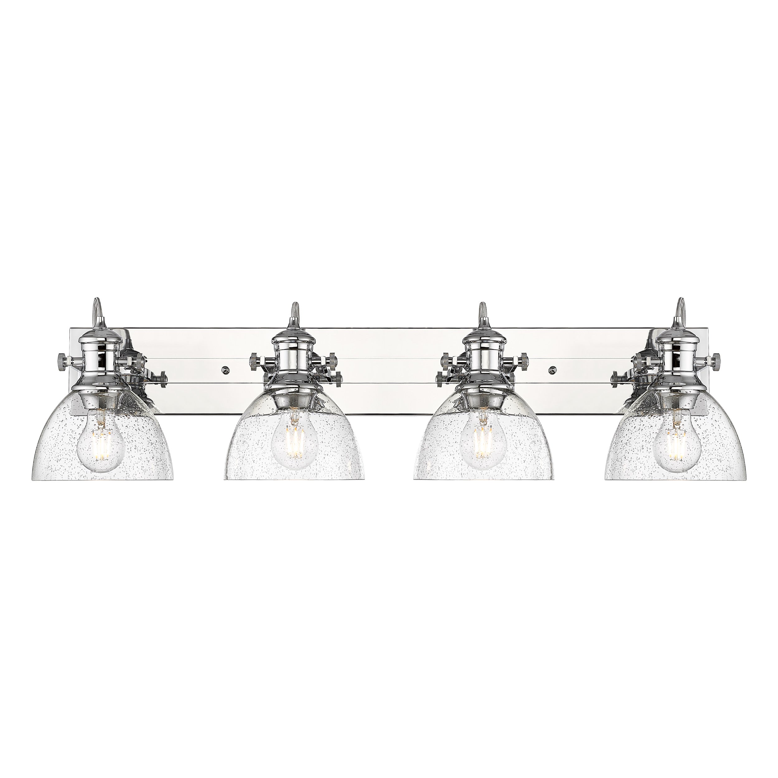 Yep by Golden Lighting Hines 4-light Vanity in Chrome and Seeded Glass - - Golden Lighting