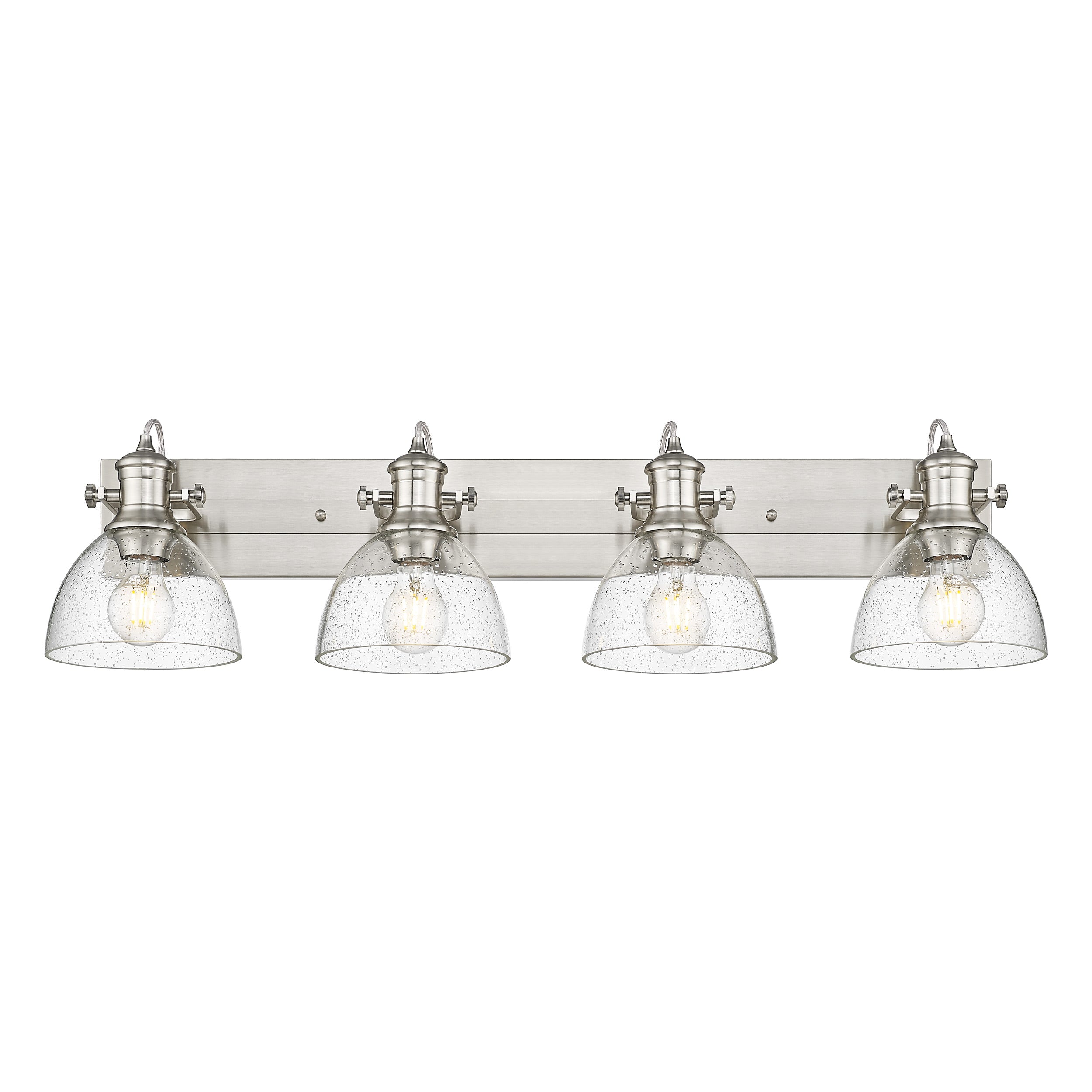 Yep by Golden Lighting Hines 4-light Vanity in Pewter and Seeded Glass - - Golden Lighting