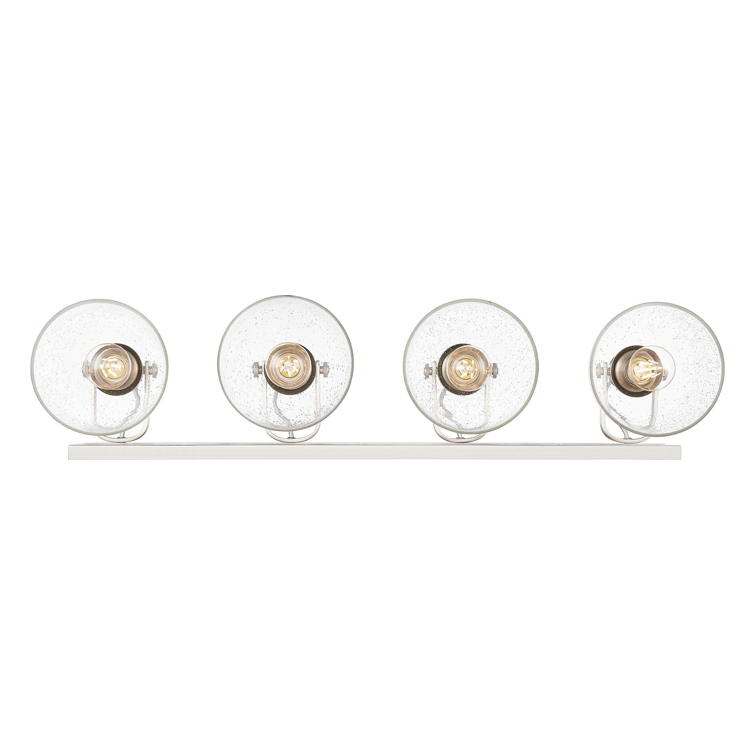 Yep by Golden Lighting Hines 4-light Vanity in Pewter and Seeded Glass - - Golden Lighting