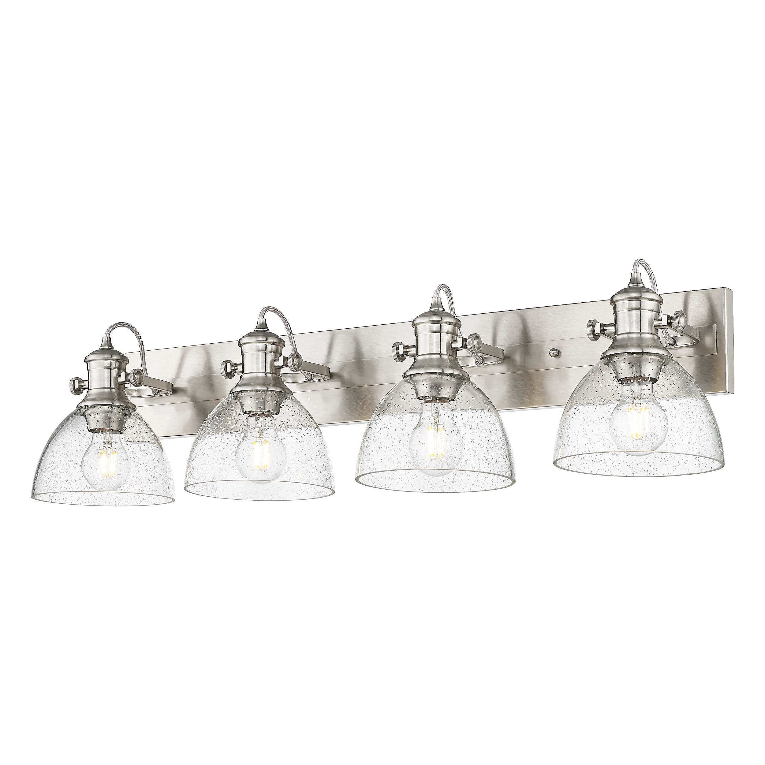 Yep by Golden Lighting Hines 4-light Vanity in Pewter and Seeded Glass - - Golden Lighting
