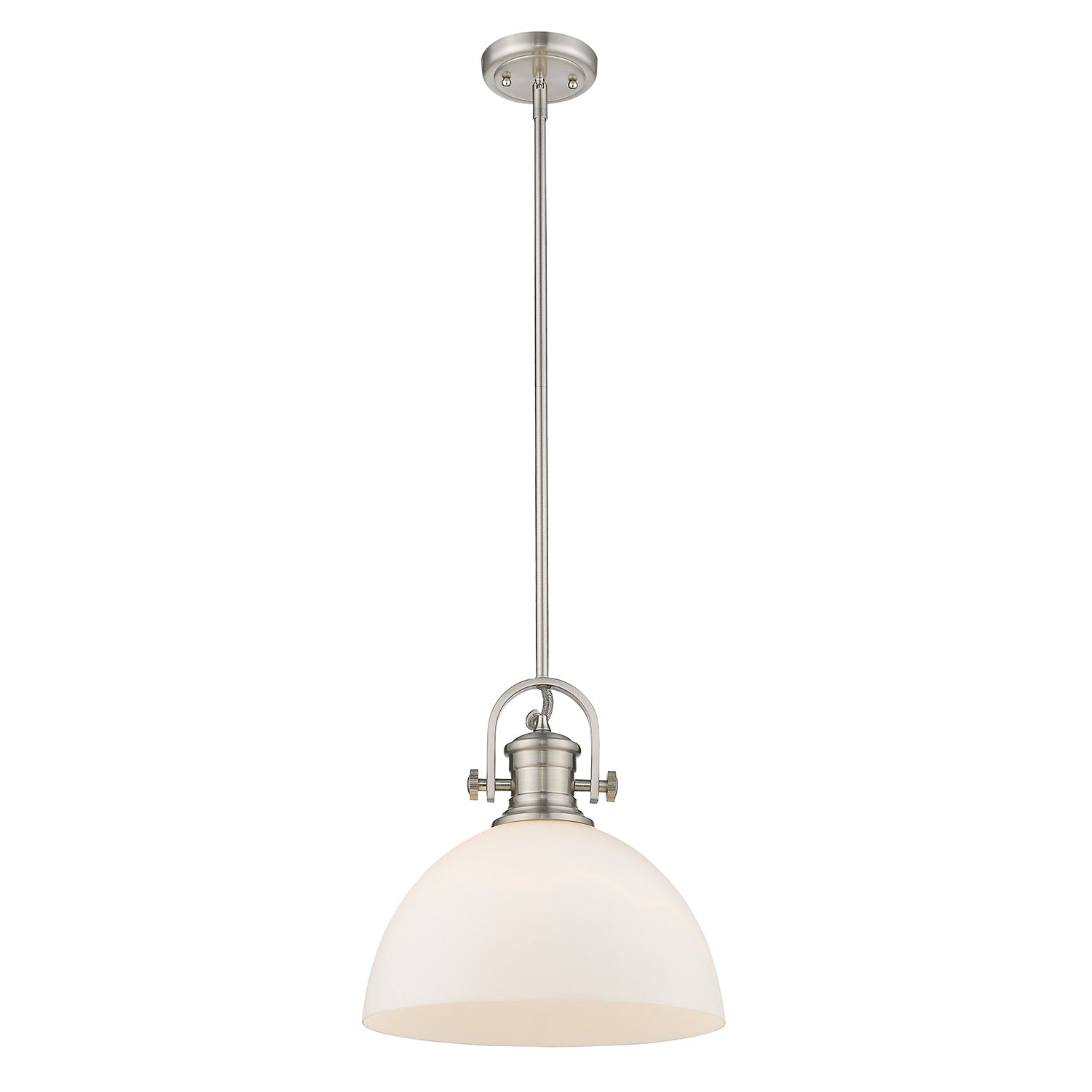 Yep by Golden Lighting Hines 1-light 14in Pendant in Pewter and Opal Glass - - Golden Lighting