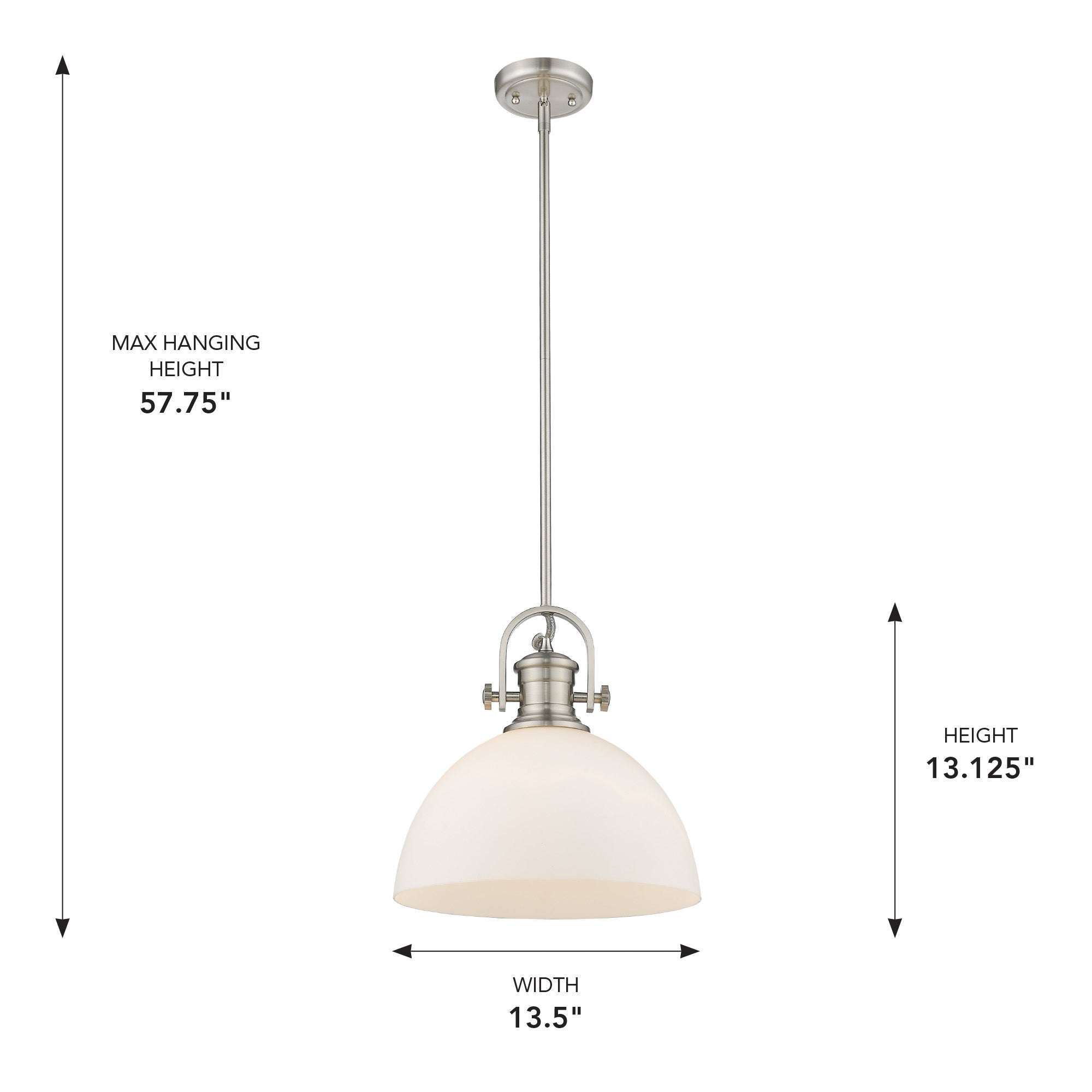 Yep by Golden Lighting Hines 1-light 14in Pendant in Pewter and Opal Glass - - Golden Lighting