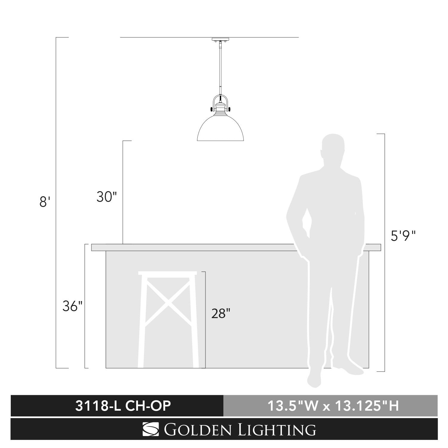 Yep by Golden Lighting Hines 1-light 14in Pendant in Pewter and Opal Glass - - Golden Lighting