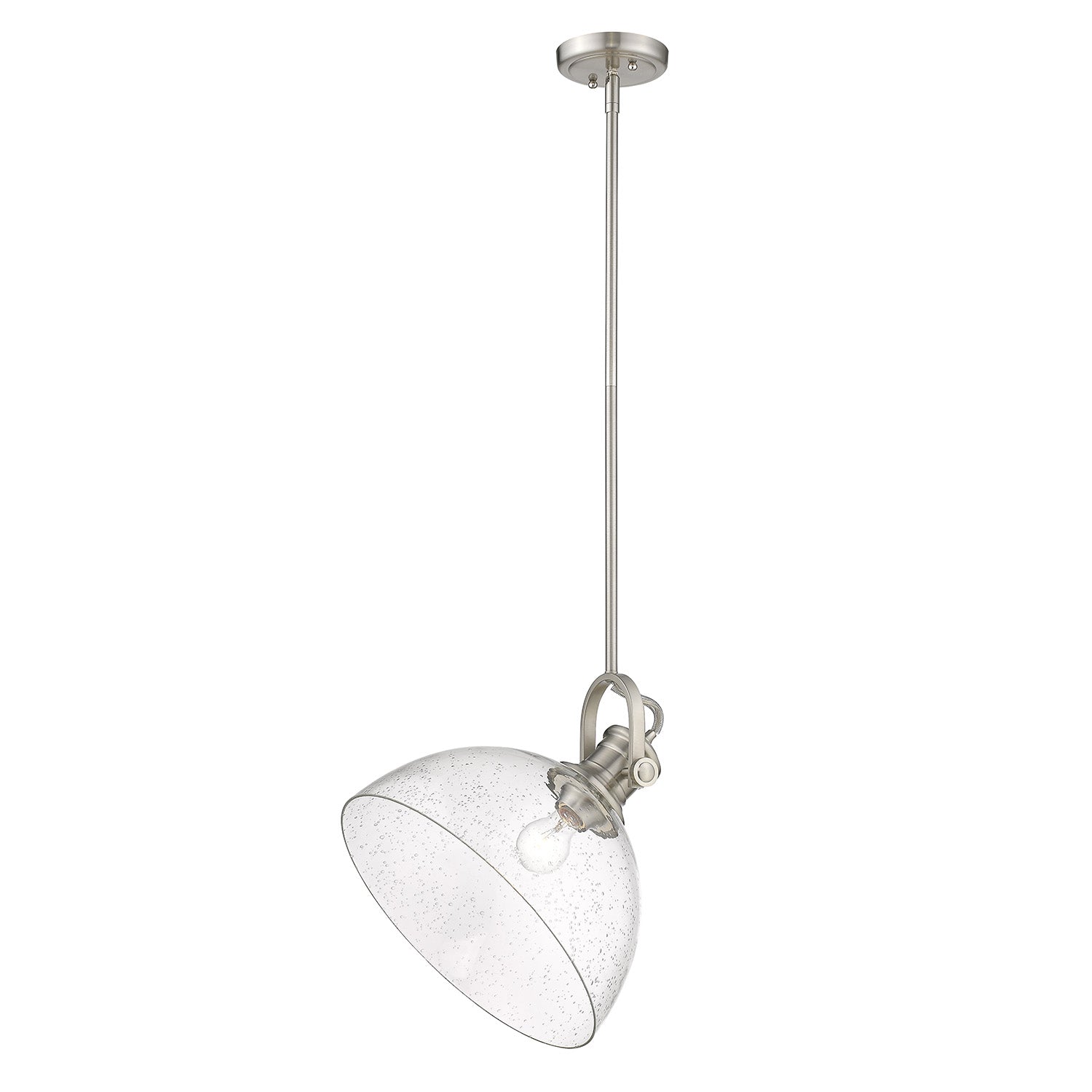 Yep by Golden Lighting Hines 1-light 14in Pendant in Pewter and Seeded Glass - - Golden Lighting