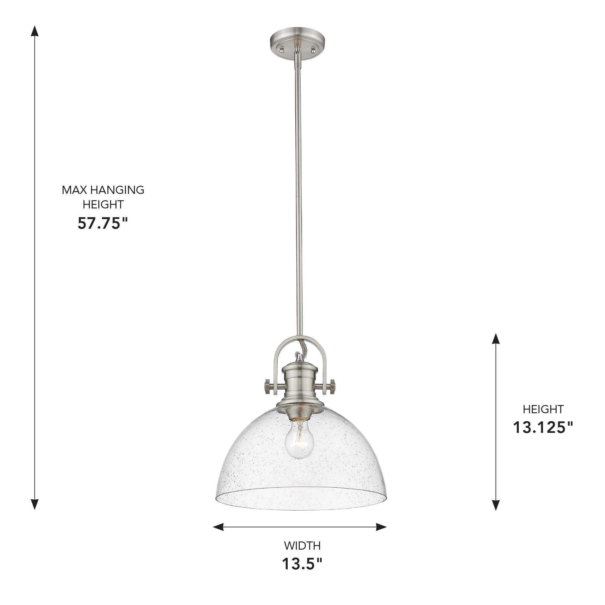 Yep by Golden Lighting Hines 1-light 14in Pendant in Pewter and Seeded Glass - - Golden Lighting
