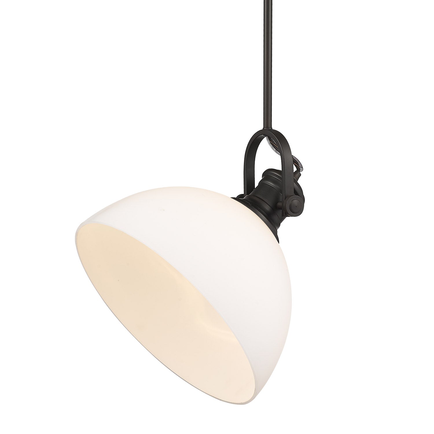 Yep by Golden Lighting Hines 1-light 14in Pendant in Rubbed Bronze and Opal Glass - - Golden Lighting