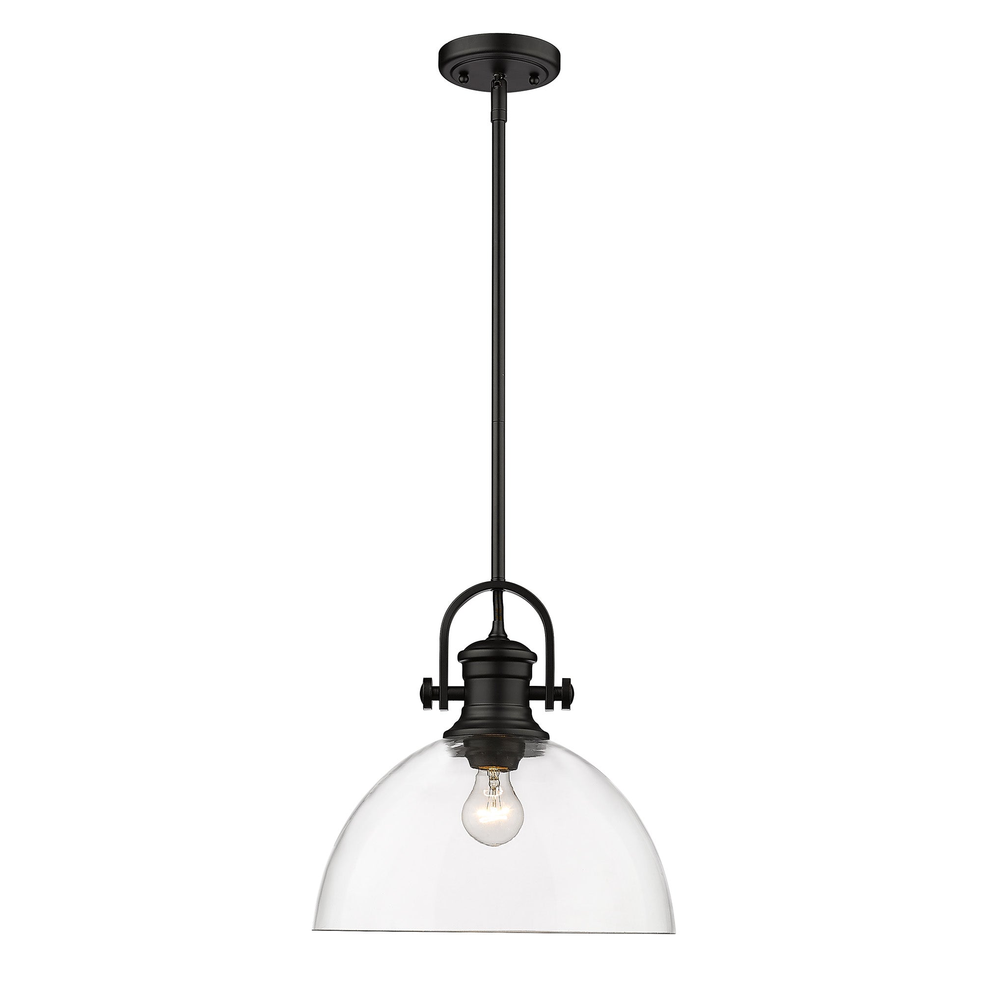 Yep by Golden Lighting Hines 1-light 14in Pendant in Matte Black and Clear Glass - - Golden Lighting