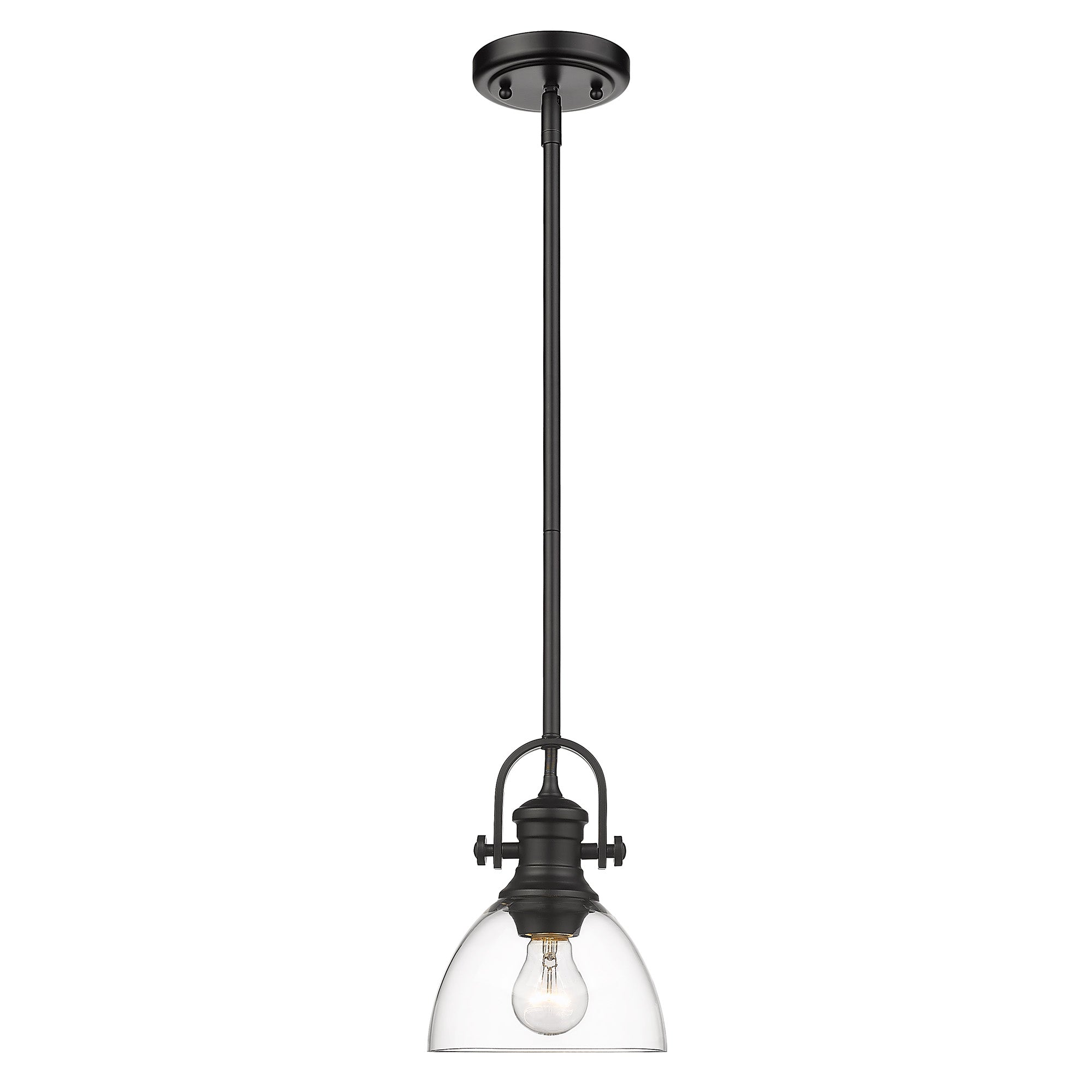 Yep by Golden Lighting Hines 1-light 7in Pendant in Matte Black and Clear Glass - - Golden Lighting