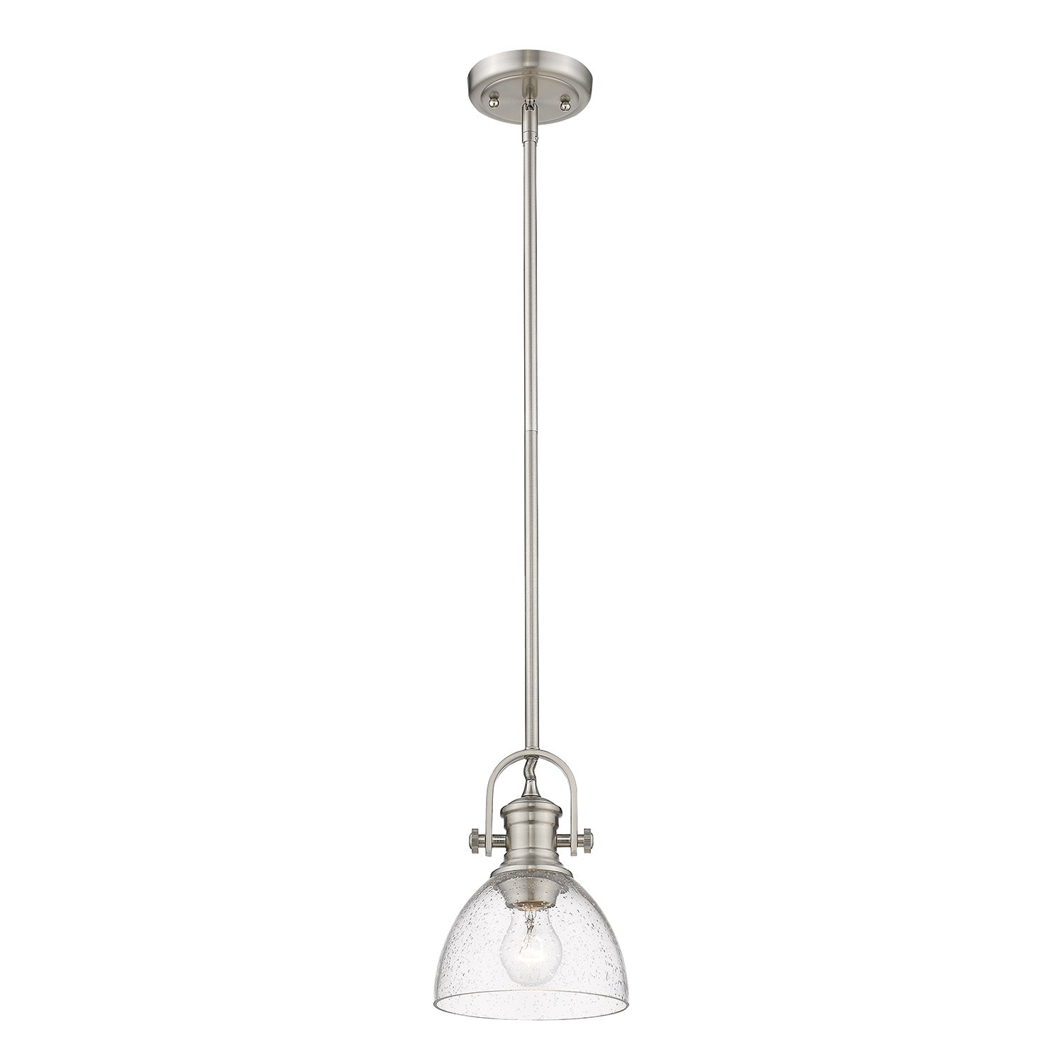 Yep by Golden Lighting Hines 1-light 7in Pendant in Pewter and Seeded Glass - - Golden Lighting