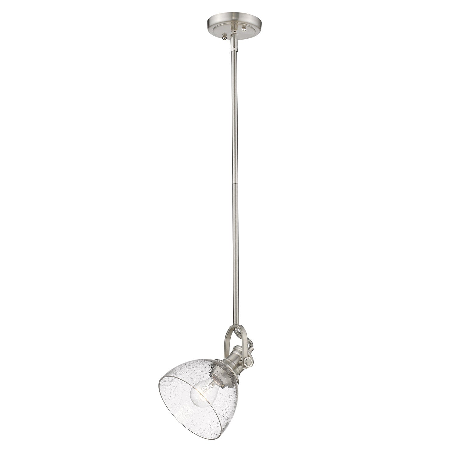 Yep by Golden Lighting Hines 1-light 7in Pendant in Pewter and Seeded Glass - - Golden Lighting
