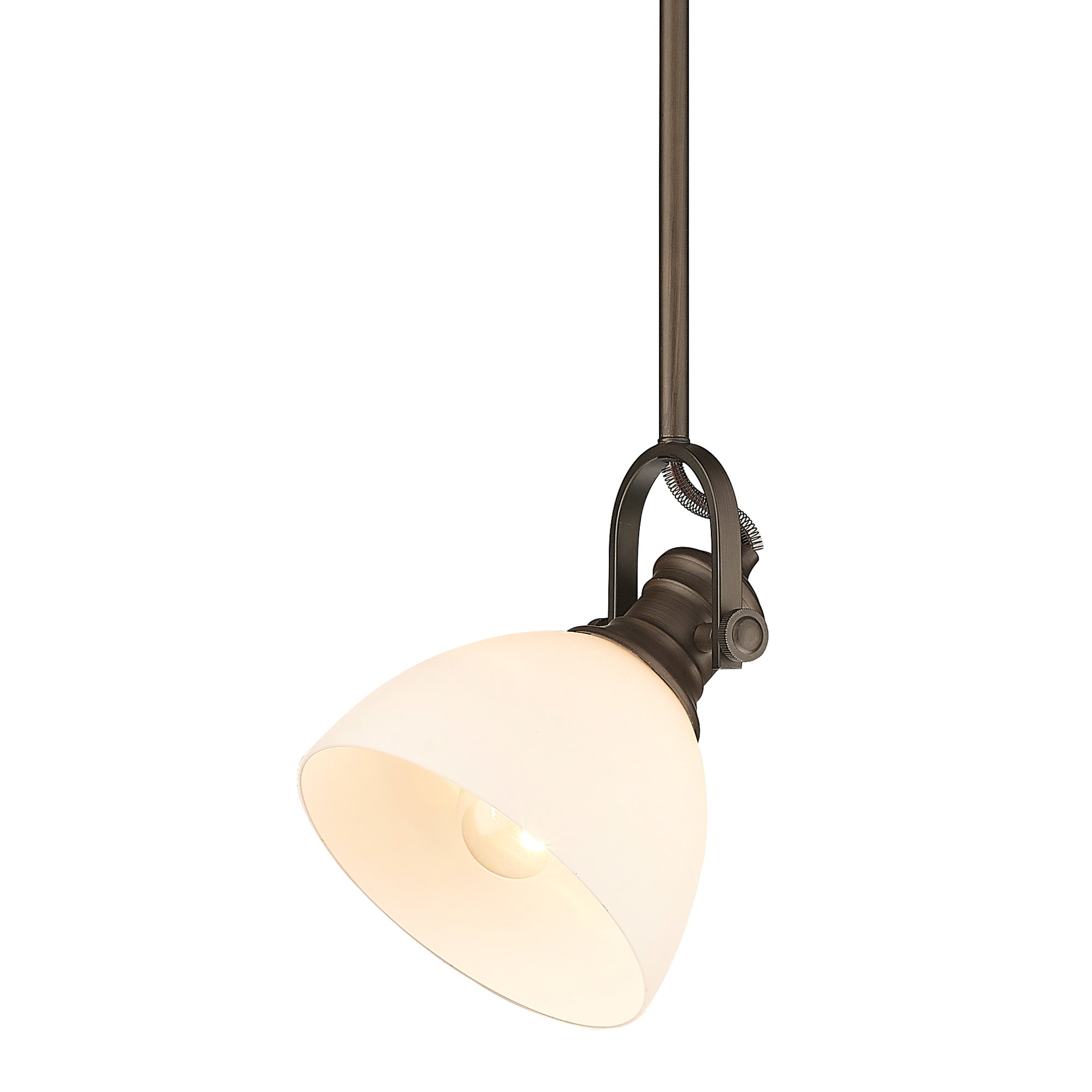 Yep by Golden Lighting Hines 1-light 7in Pendant in Rubbed Bronze and Opal Glass - - Golden Lighting