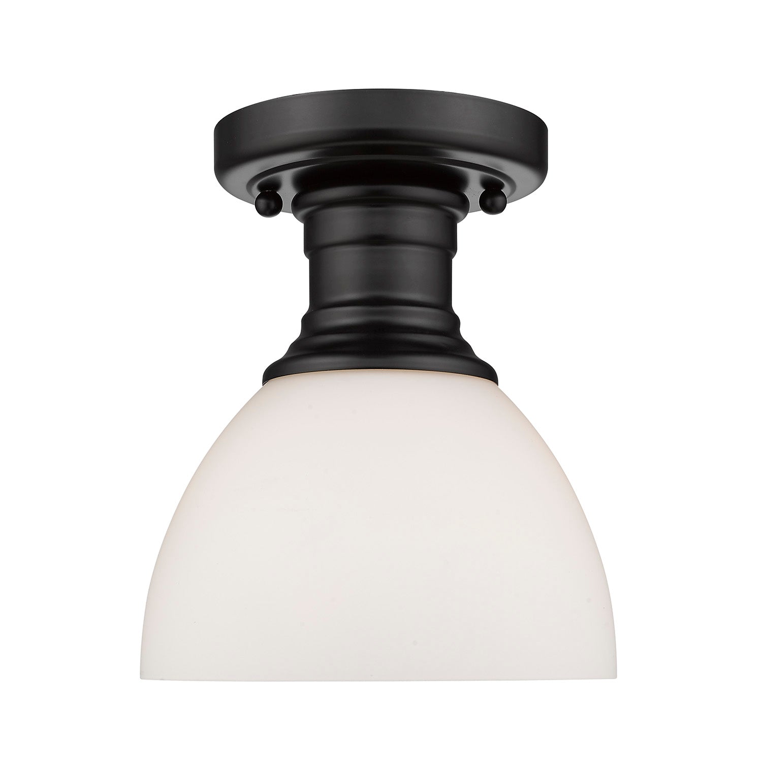 Yep by Golden Lighting Hines 1-light Semi-Flush Mount in Matte Black and Opal Glass - - Golden Lighting