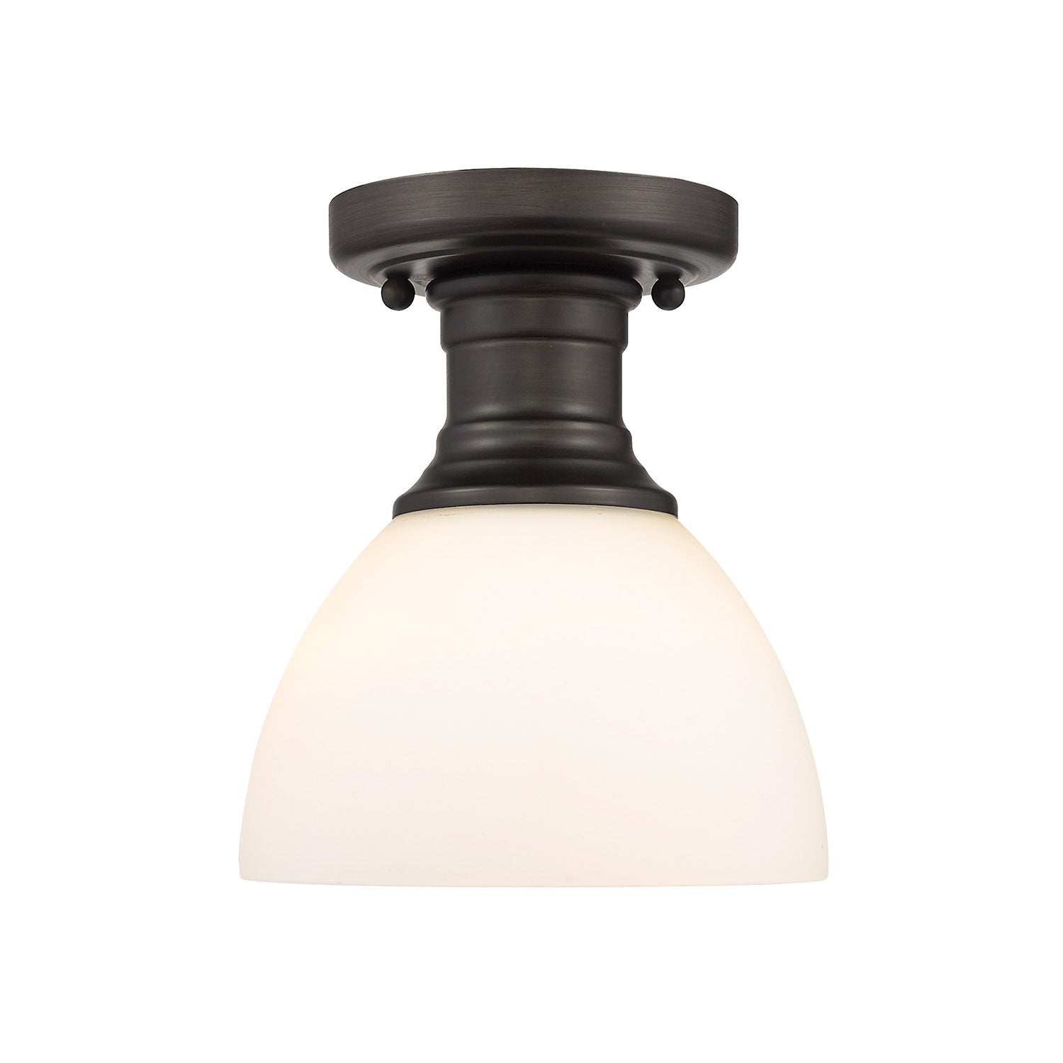 Yep by Golden Lighting Hines 1-light Semi-Flush Mount in Rubbed Bronze and Opal Glass - - Golden Lighting