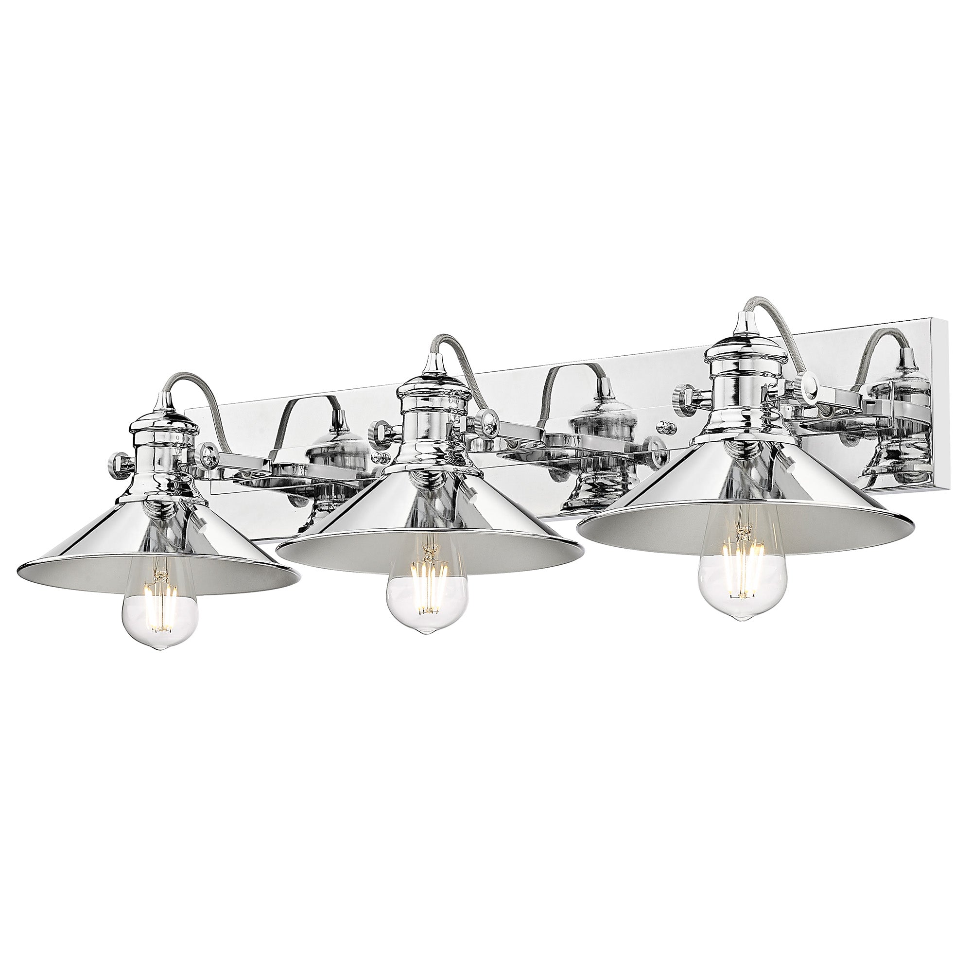 Kleine 3 Light Bath Vanity in Chrome with Chrome Shades - - Golden Lighting