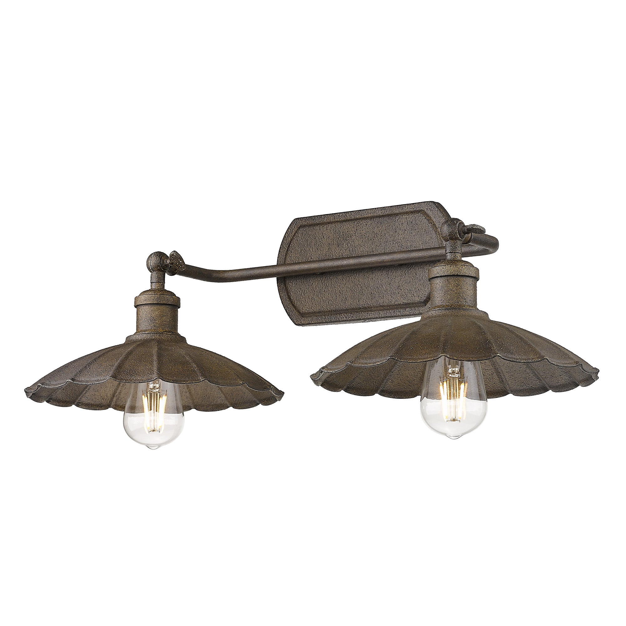 Clemence 2 Light Bath Vanity in Dark Rust - - Golden Lighting