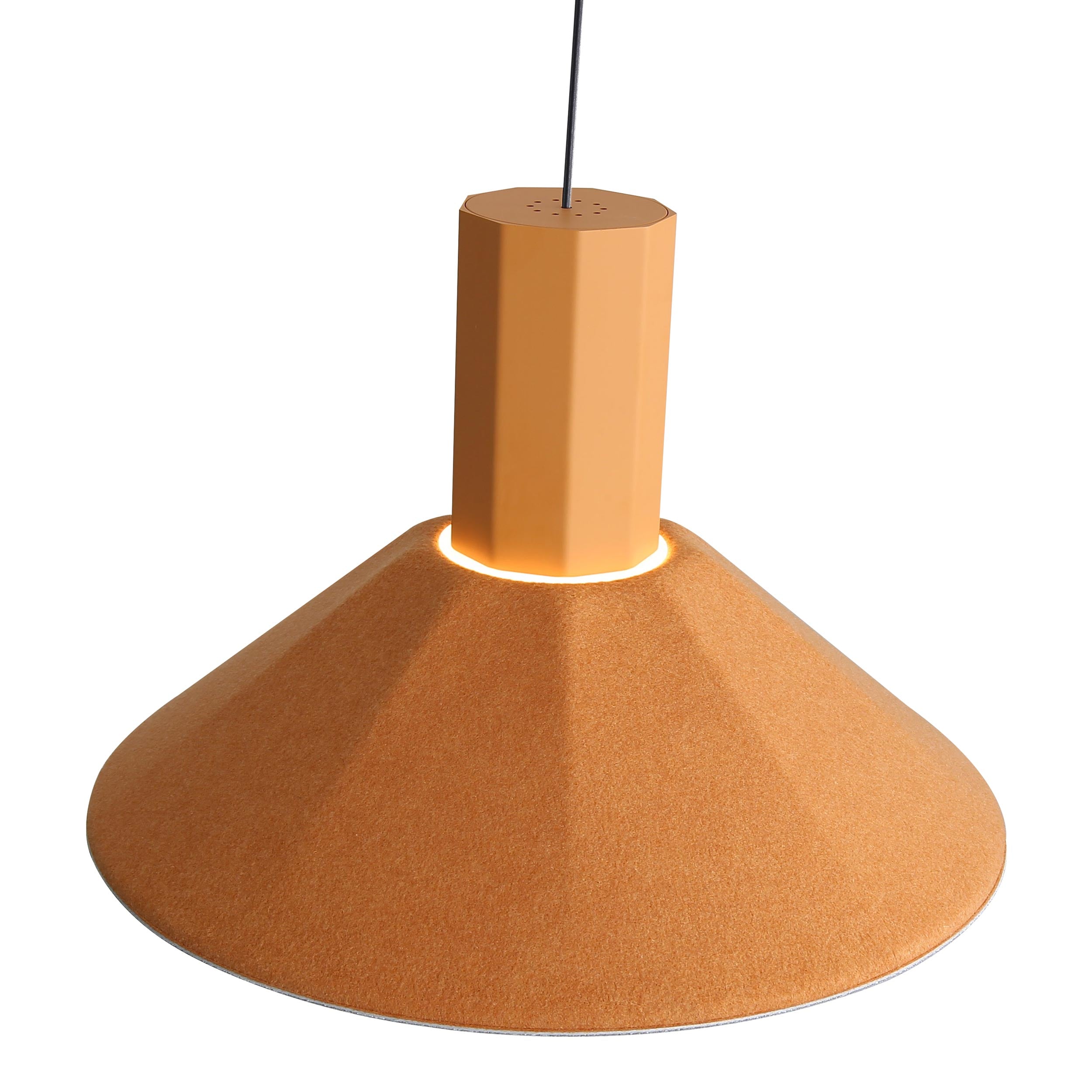 Golden Lighting Faroe 13in Integrated LED Pendant in Earth Yellow/Grey Felt - - Golden Lighting