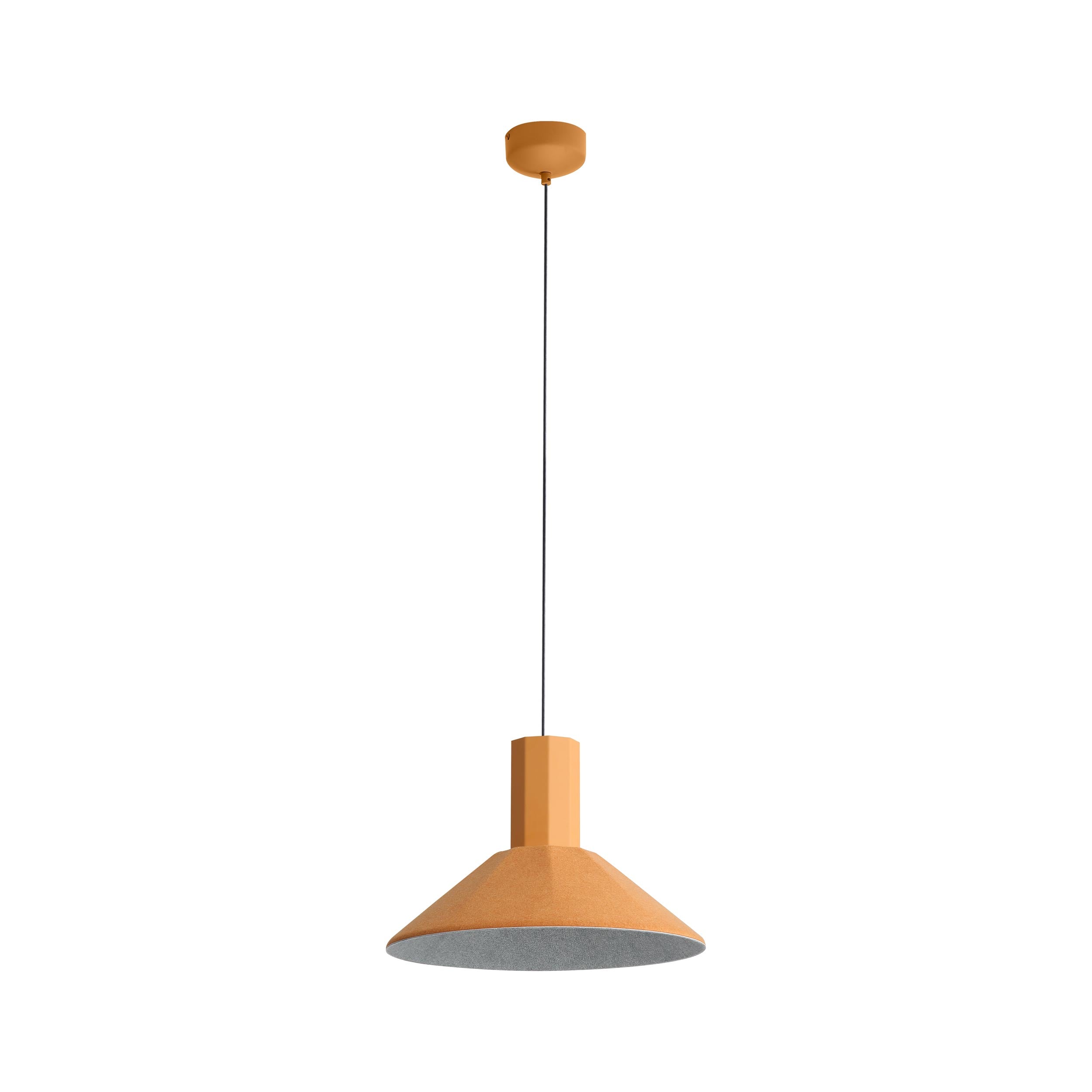 Golden Lighting Faroe 13in Integrated LED Pendant in Earth Yellow/Grey Felt