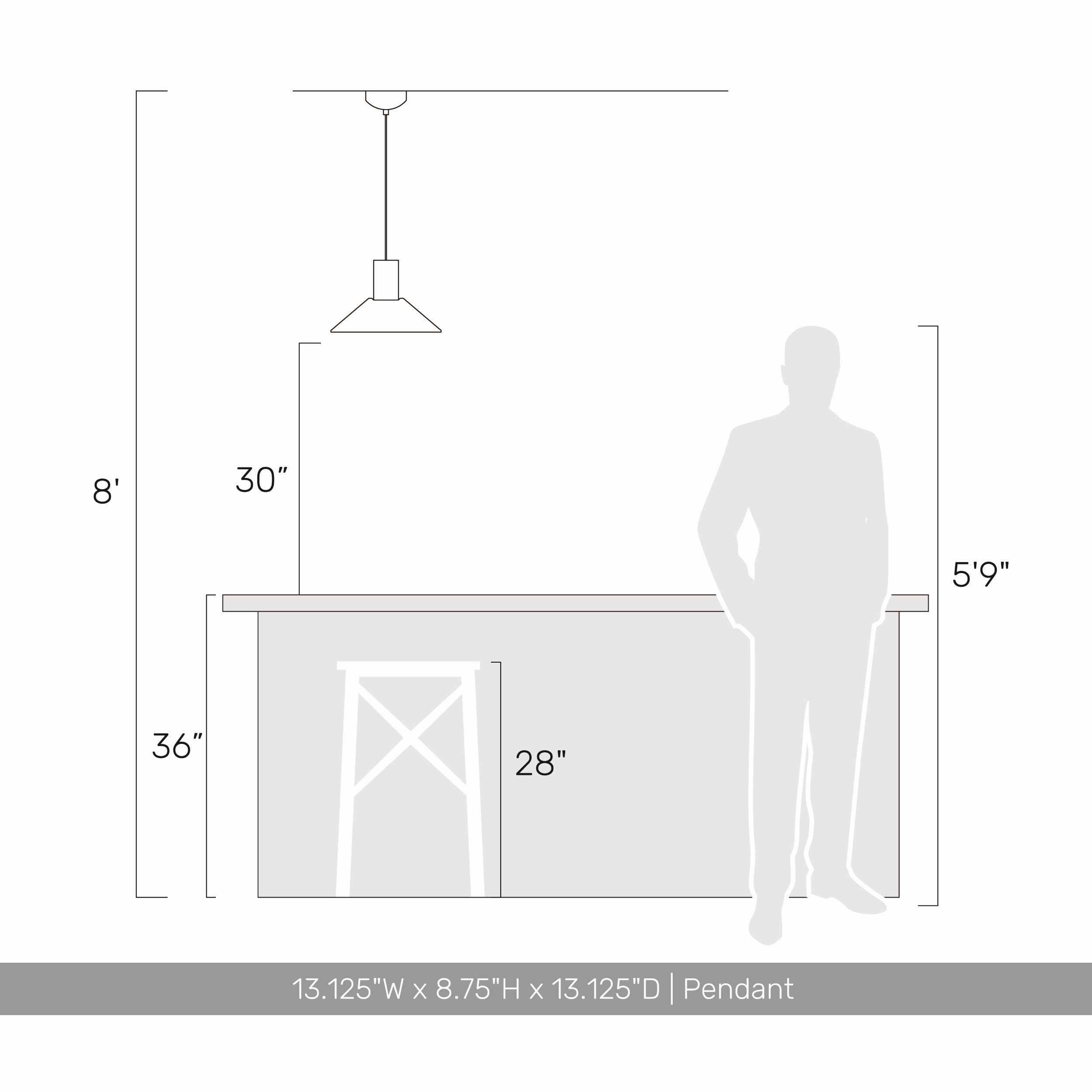Golden Lighting Faroe 13in Integrated LED Pendant in Flecked Black/Grey Felt - - Golden Lighting