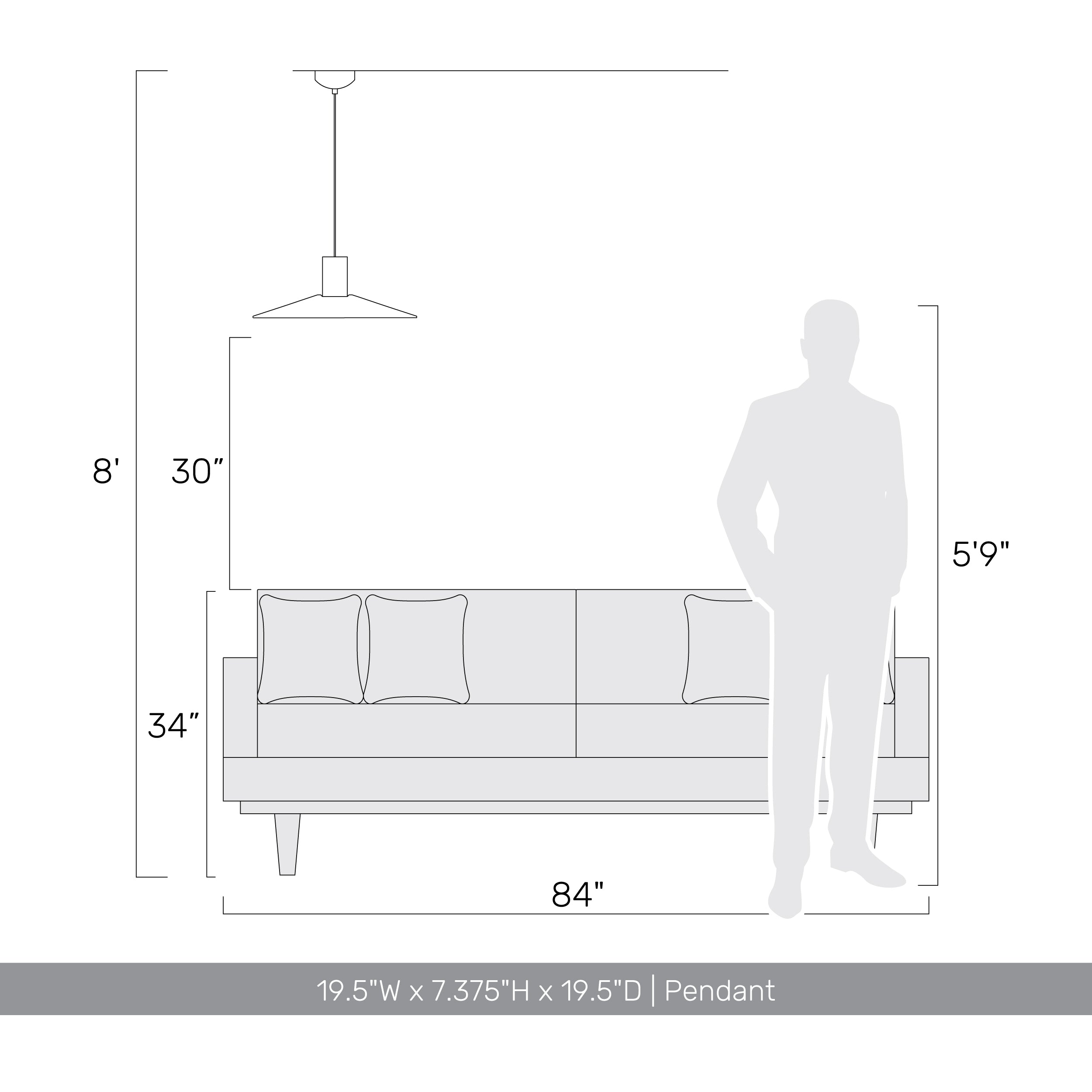Golden Lighting Faroe 20in Integrated LED Pendant in Coffee/Black Felt - - Golden Lighting
