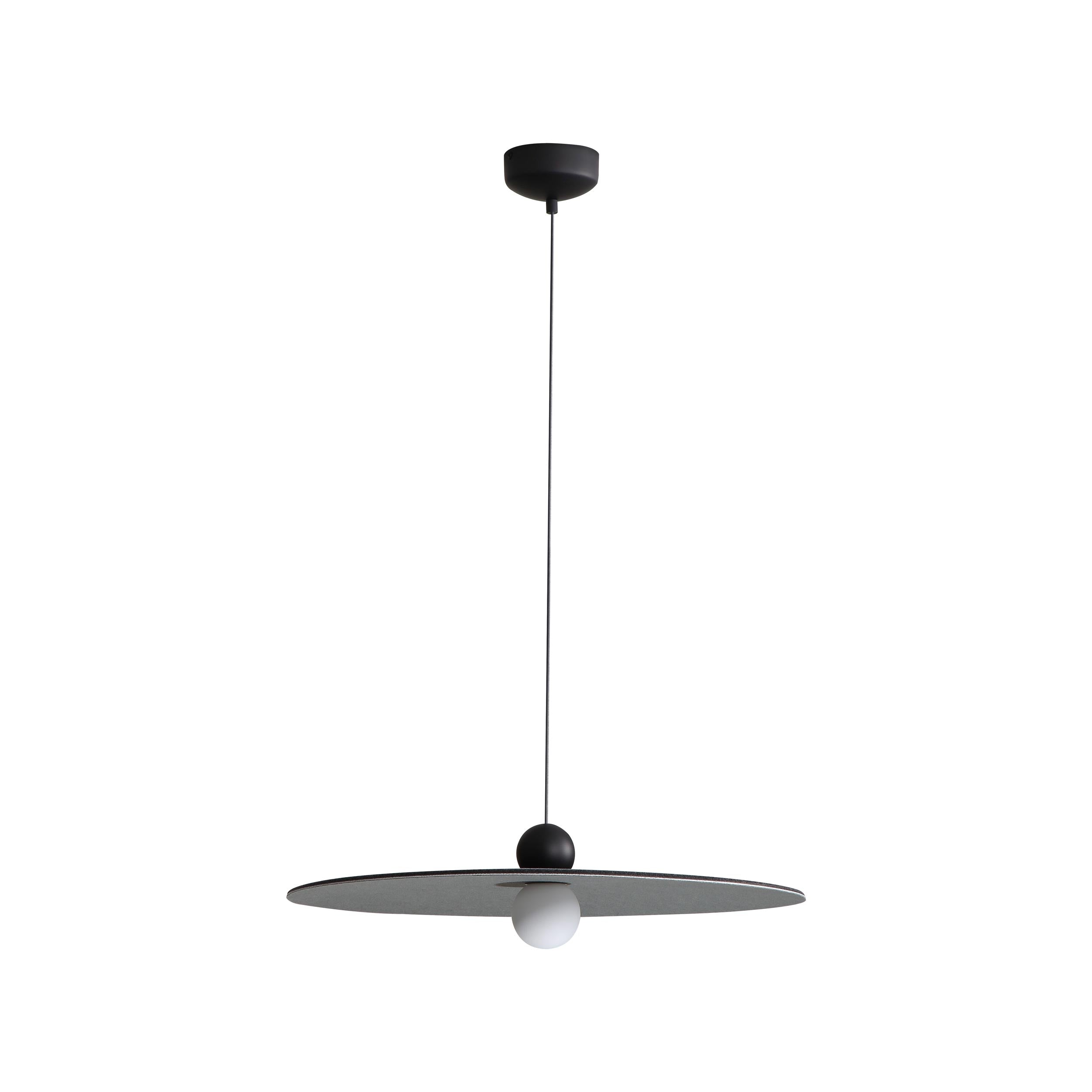 Golden Lighting Faroe 24in Integrated LED Pendant in Flecked Black/Grey Felt - - Golden Lighting