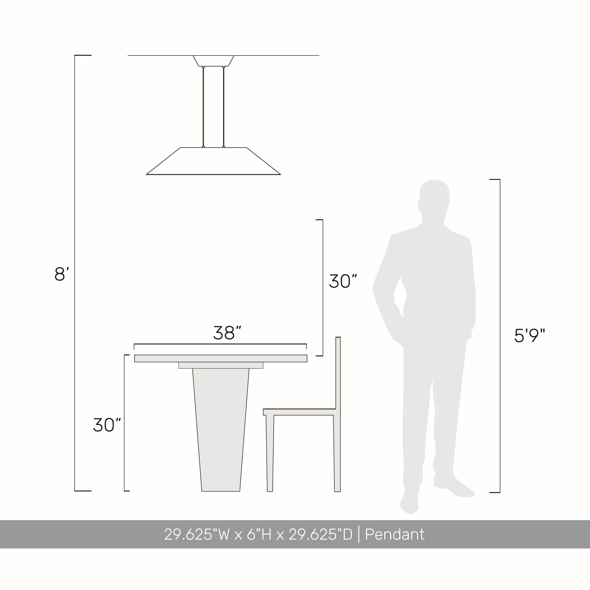 Golden Lighting Faroe 30in Integrated LED Pendant in Flecked Black/Grey Felt - - Golden Lighting