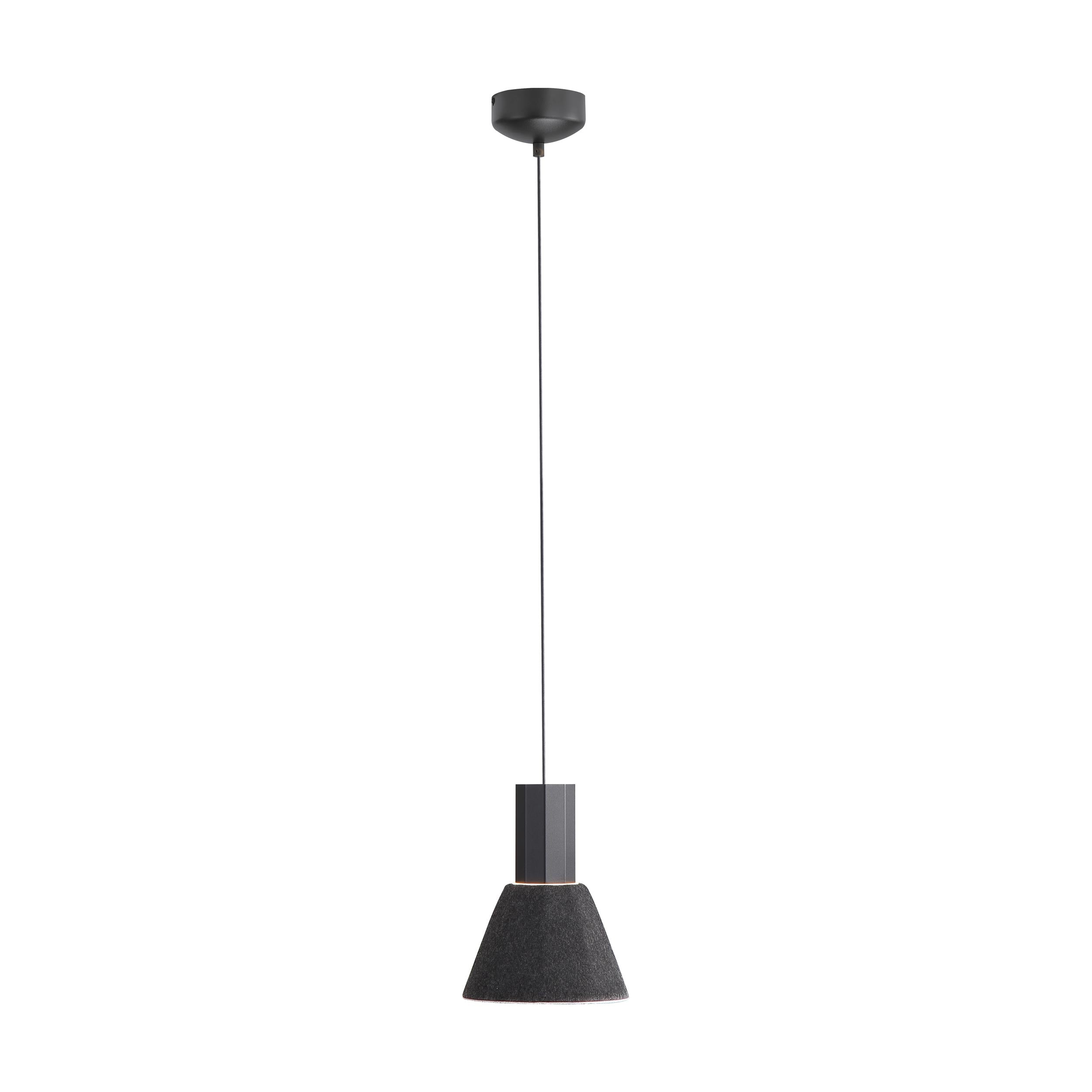 Golden Lighting Faroe 8in Integrated LED Pendant in Flecked Black/Grey Felt - - Golden Lighting