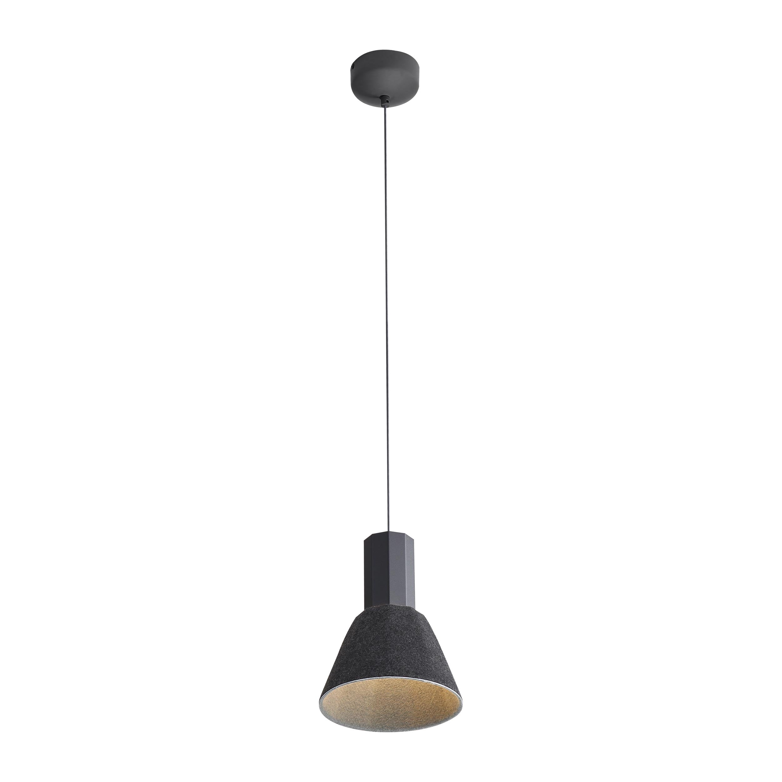 Golden Lighting Faroe 8in Integrated LED Pendant in Flecked Black/Grey Felt - - Golden Lighting