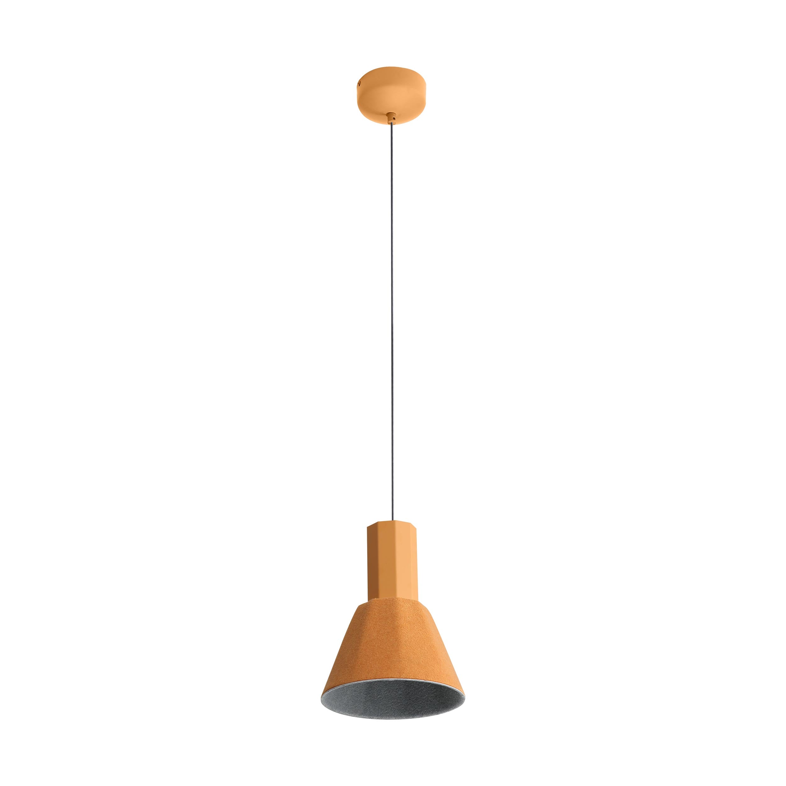 Golden Lighting Faroe 8in Integrated LED Pendant in Earth Yellow/Grey Felt