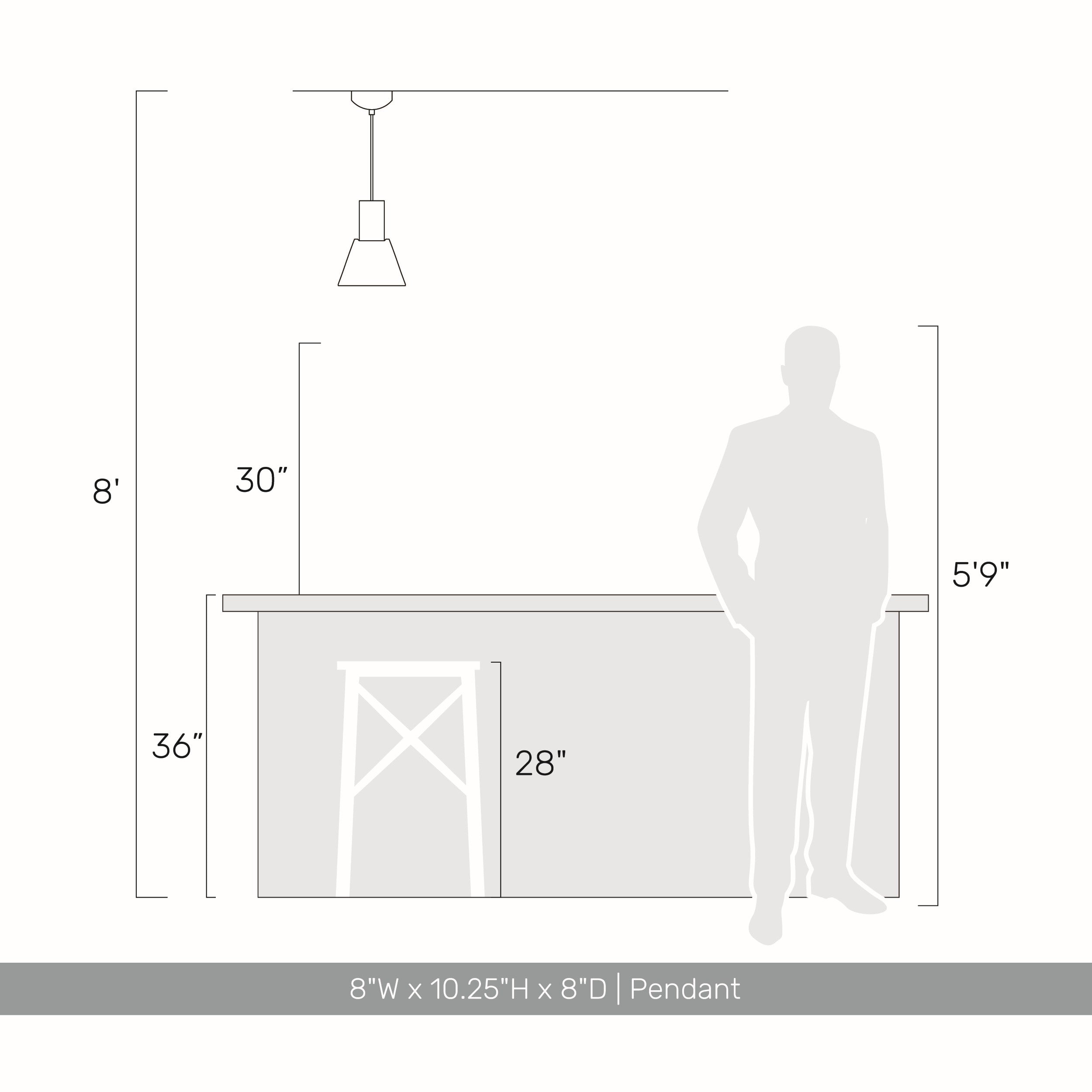 Golden Lighting Faroe 8in Integrated LED Pendant in Flecked Black/Grey Felt - - Golden Lighting