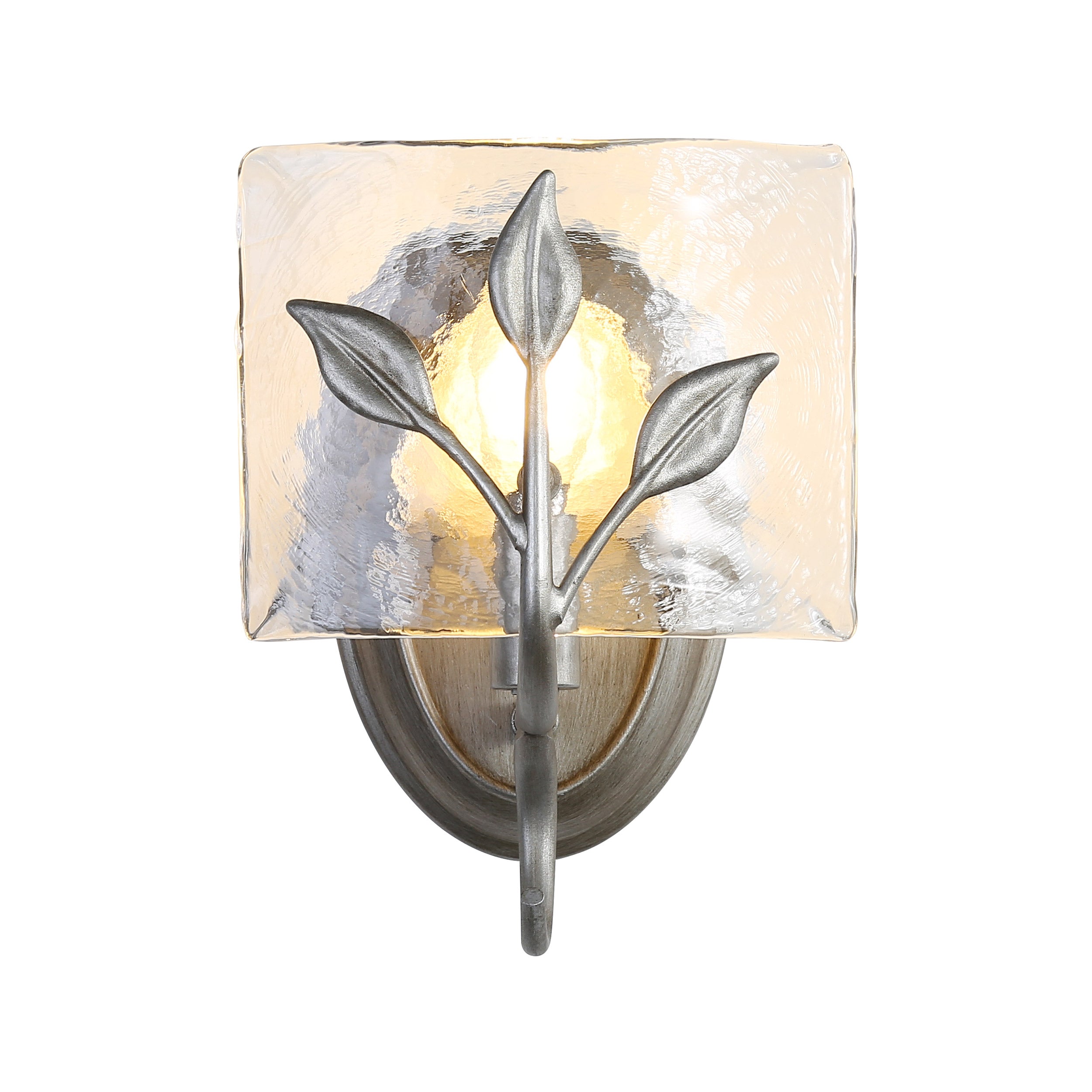 Calla 1-Light Vanity Light in Peruvian Silver with Hammered Water Glass - Default Title - Golden Lighting