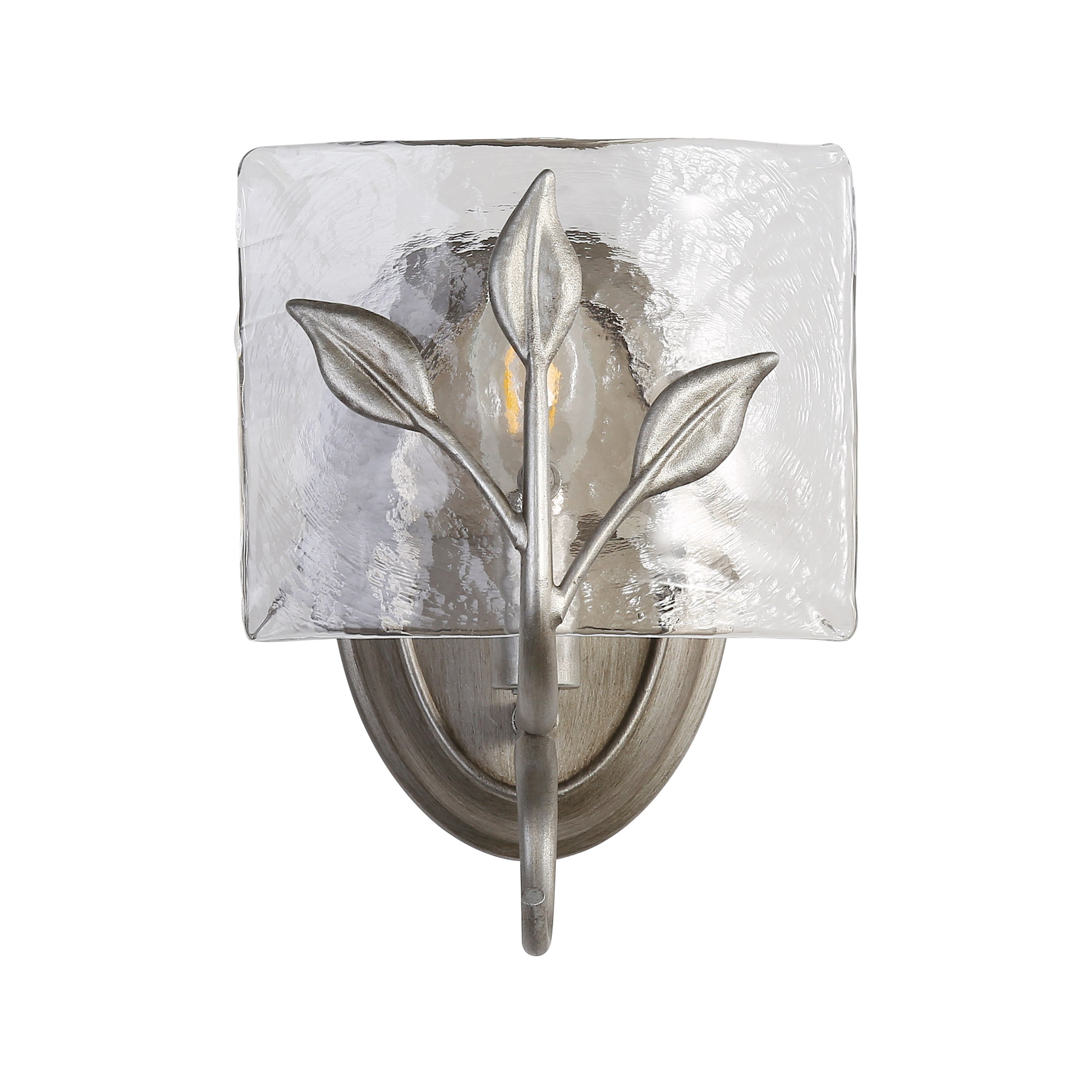 Calla 1-Light Vanity Light in Peruvian Silver with Hammered Water Glass - - Golden Lighting
