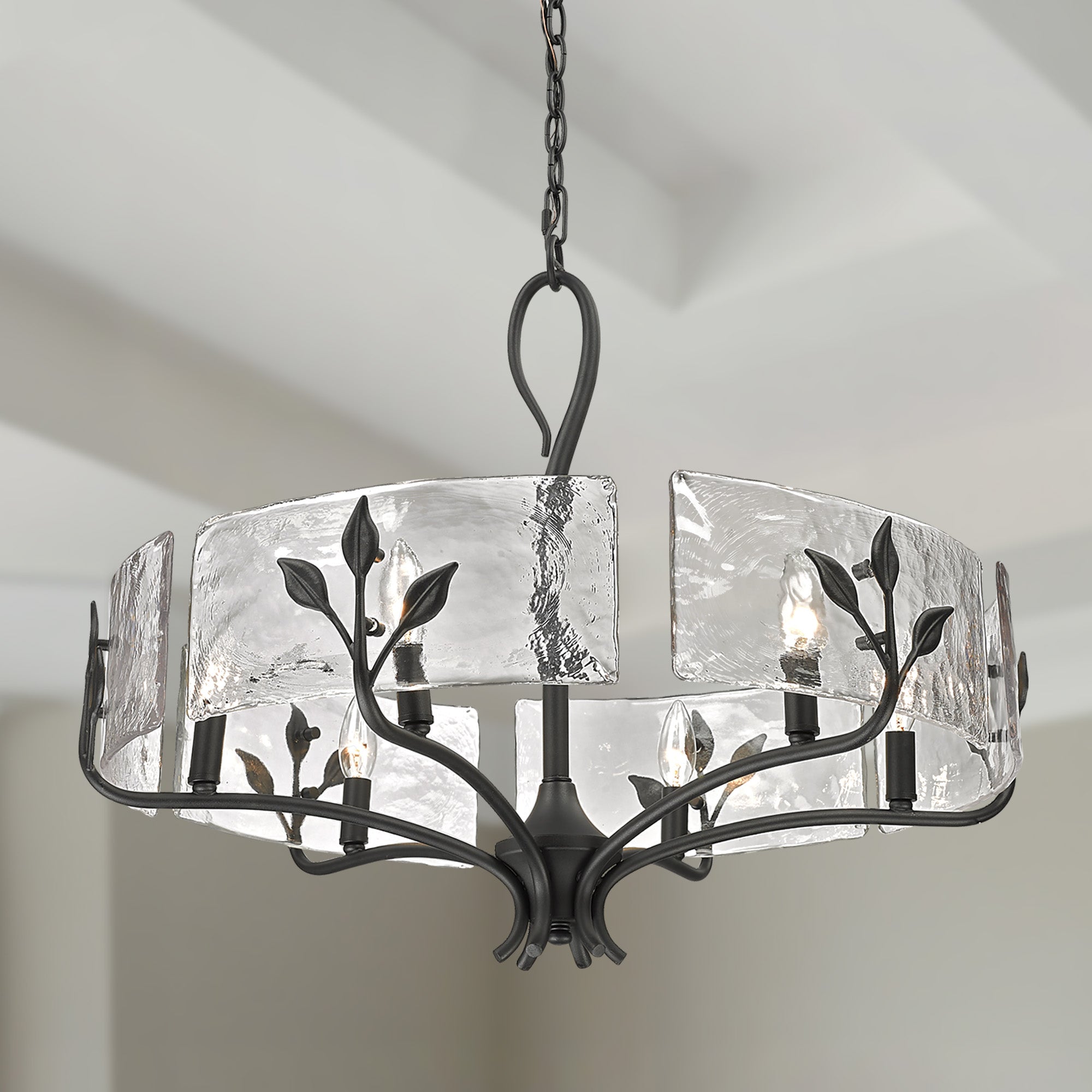 Golden Lighting Calla 6-light Chandelier in Natural Black - - Golden Lighting