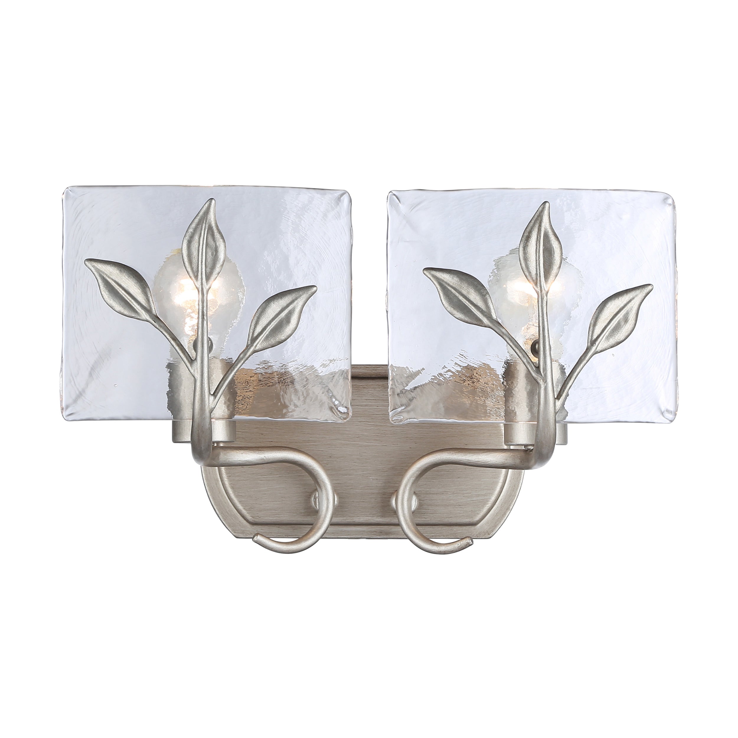 Calla 2-Light Vanity Light in Peruvian Silver with Hammered Water Glass - - Golden Lighting