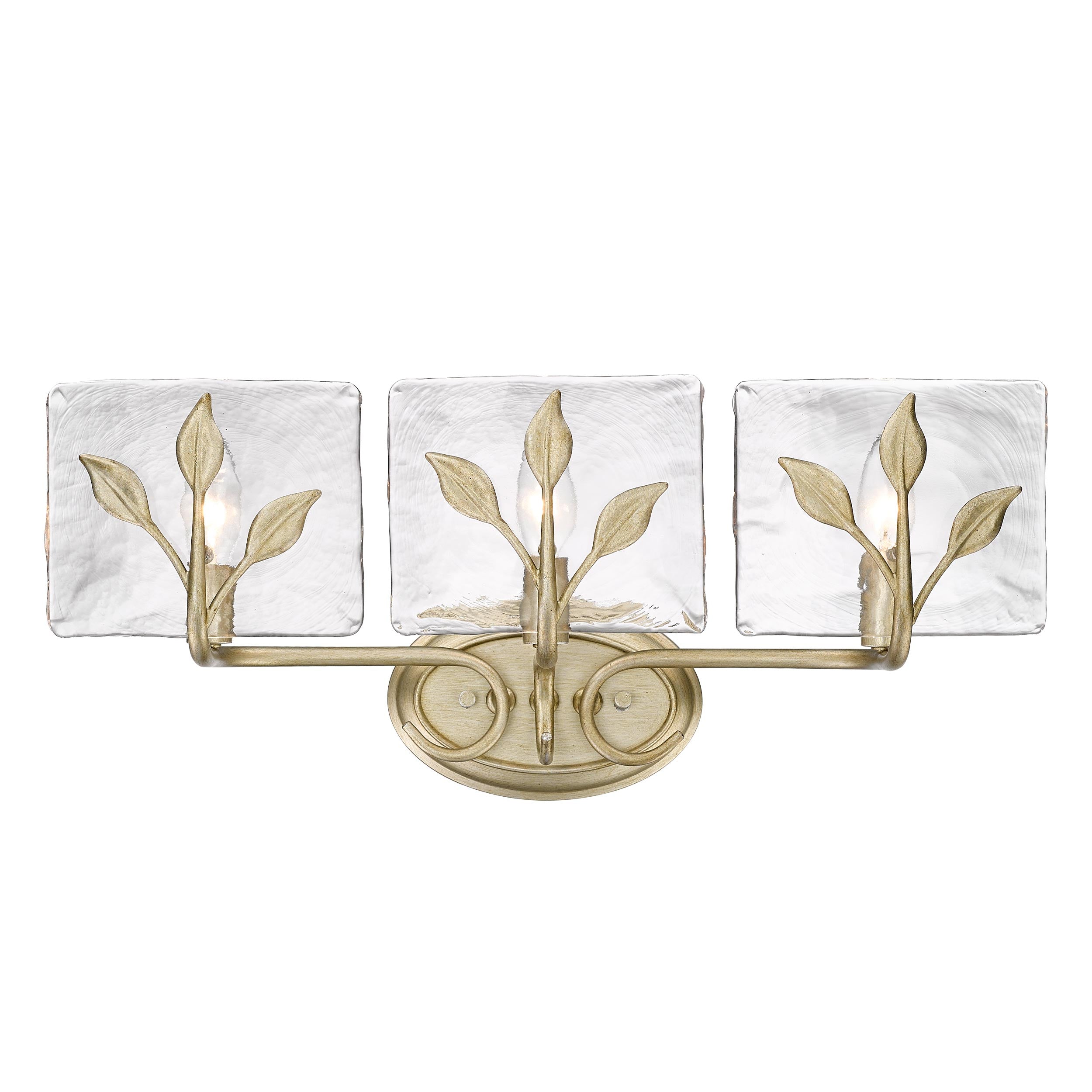 Calla 3-Light Vanity Light in White Gold with Hammered Water Glass - Default Title - Golden Lighting