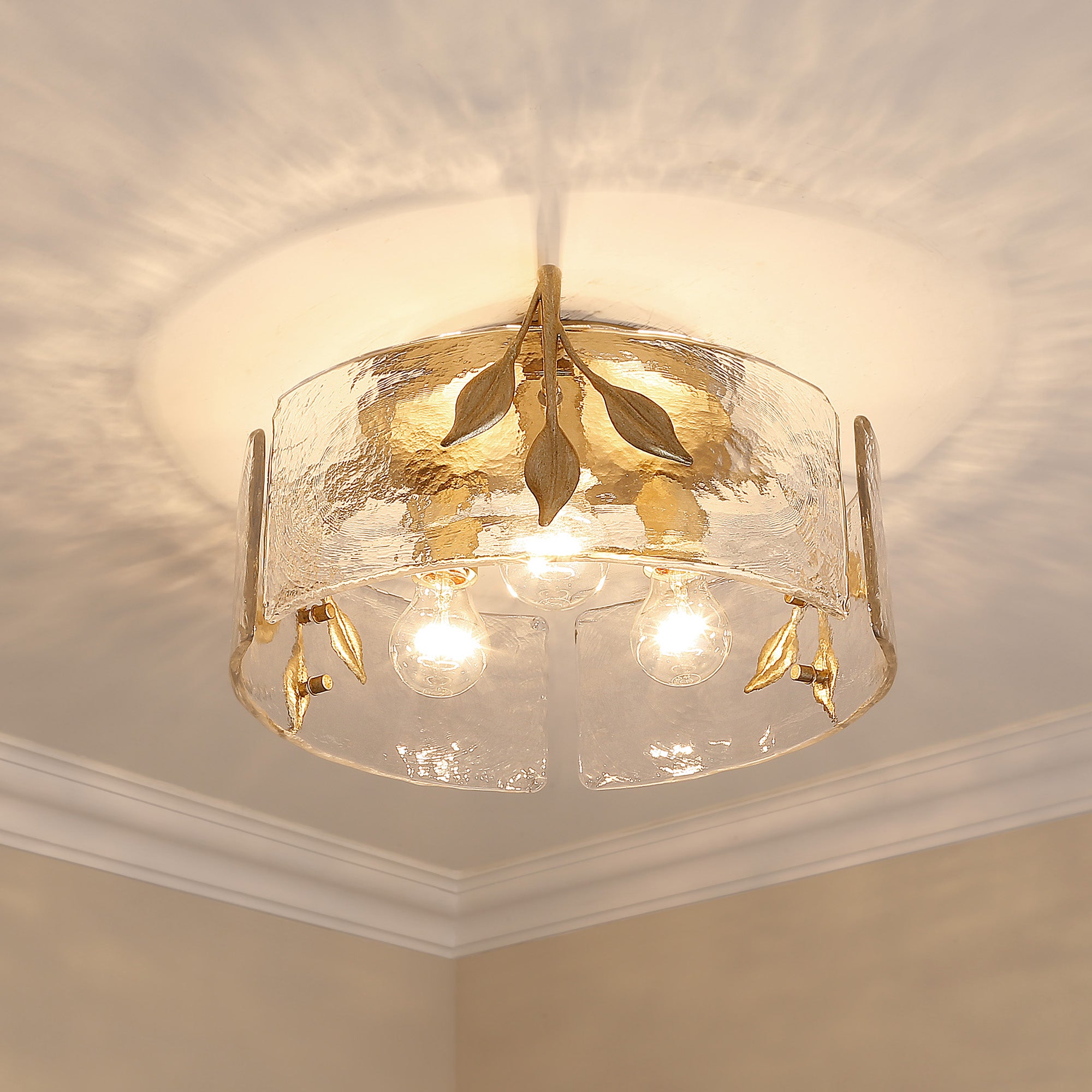 Golden Lighting Calla 3-light Flush Mount in White Gold - - Golden Lighting