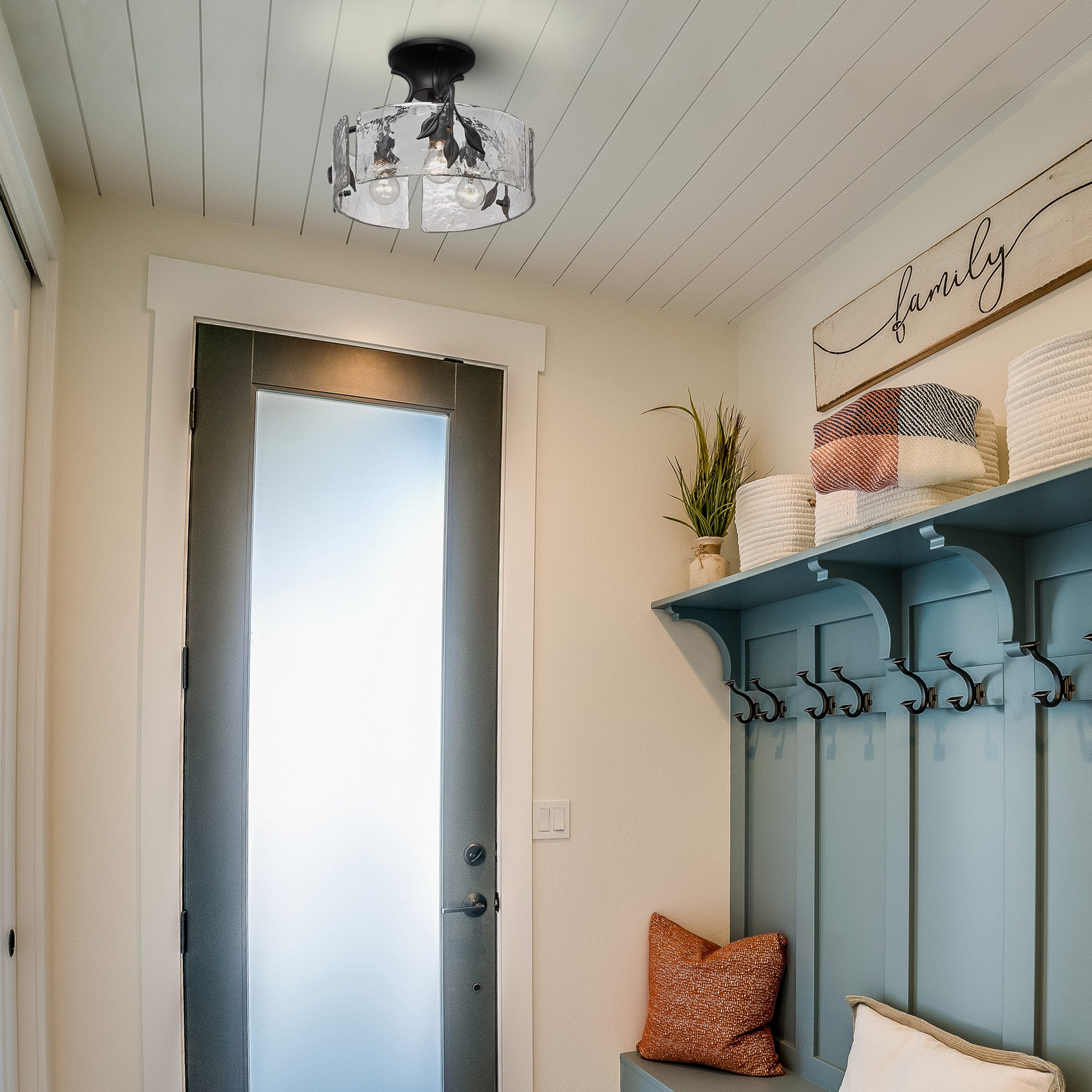 Golden Lighting Calla 3-light Semi-Flush Mount in Natural Black